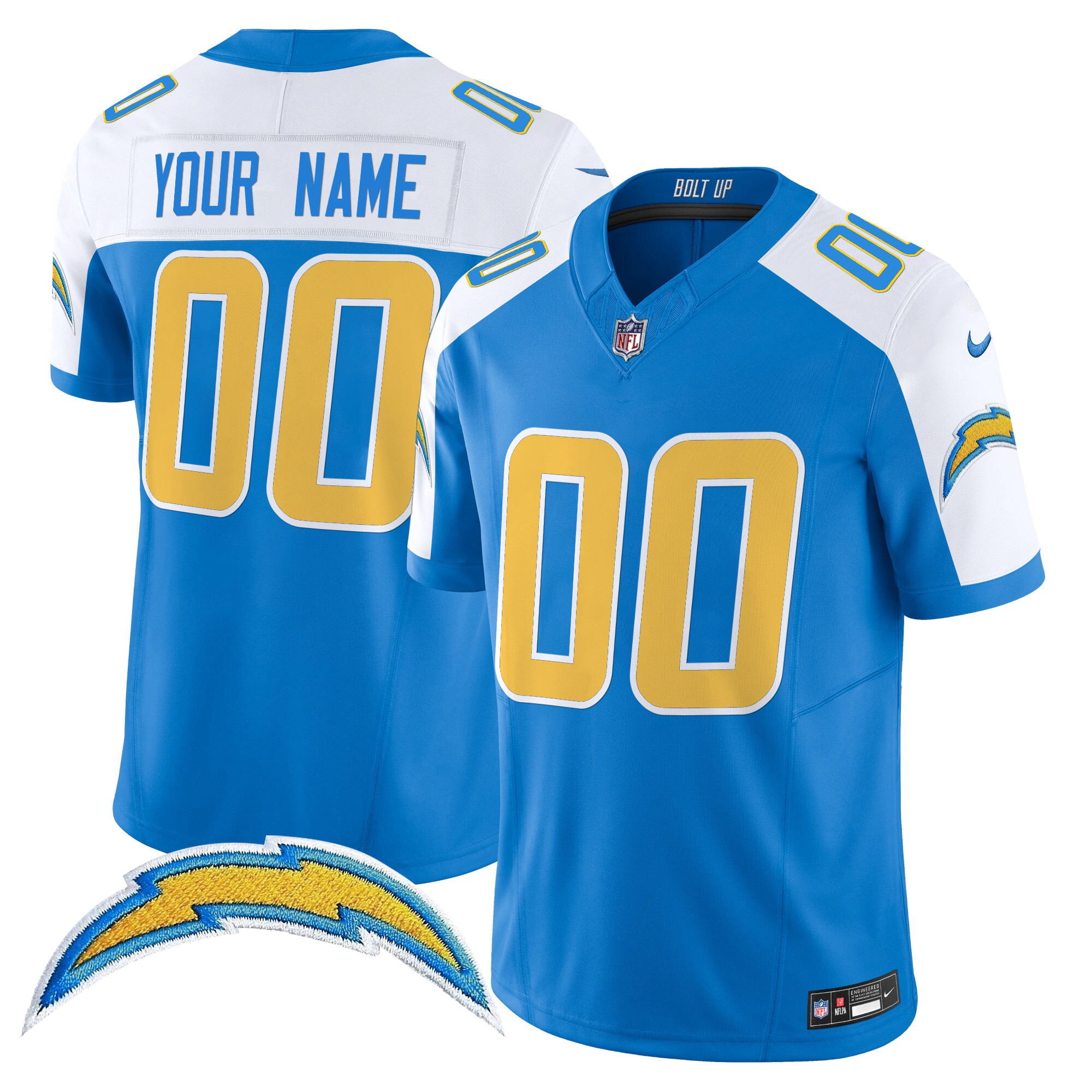 Men's Los Angeles Chargers 2024 Vapor Limited Custom Alternate Jersey - All Stitched