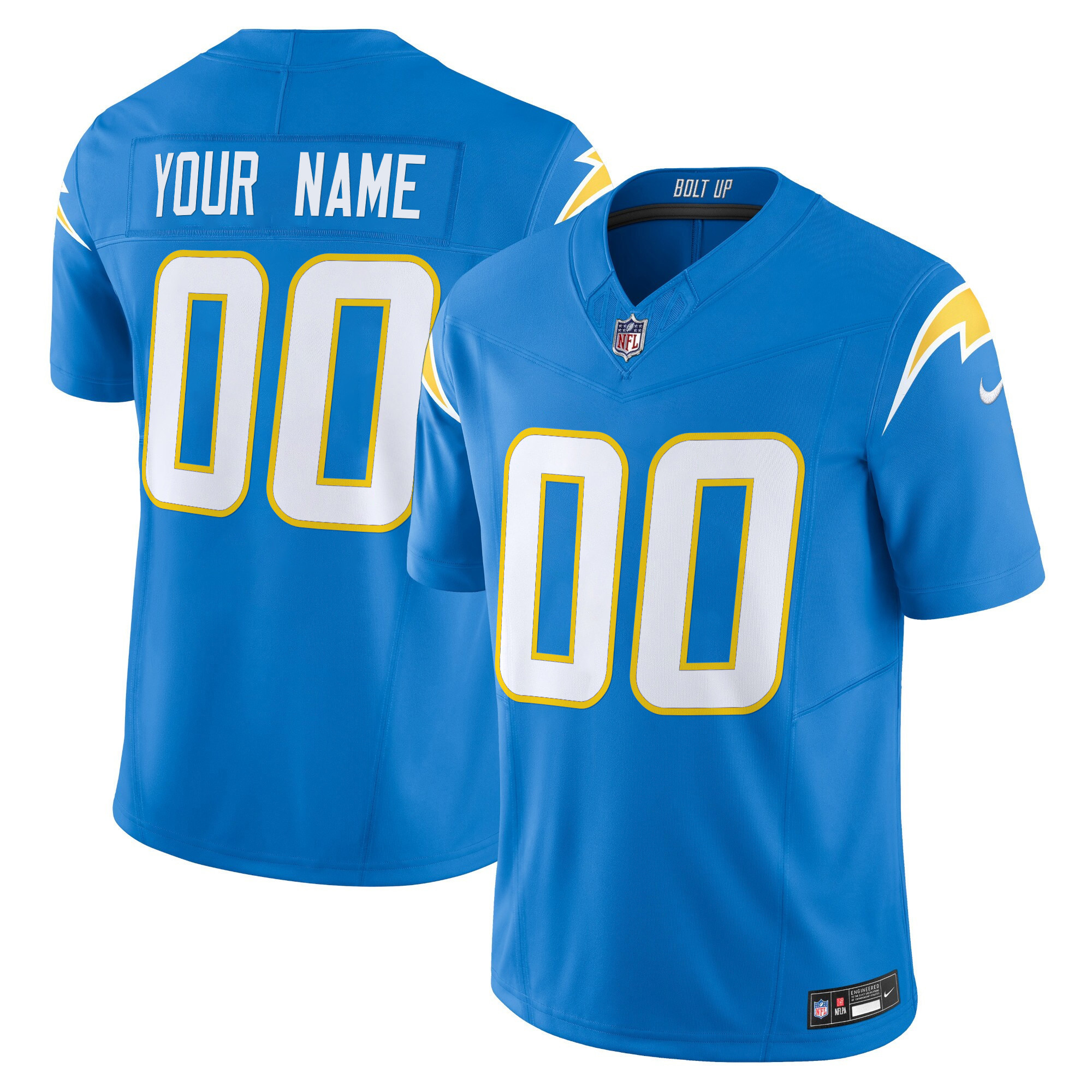 Men's Los Angeles Chargers 2024 Vapor Limited Custom Powder Blue Jersey - All Stitched