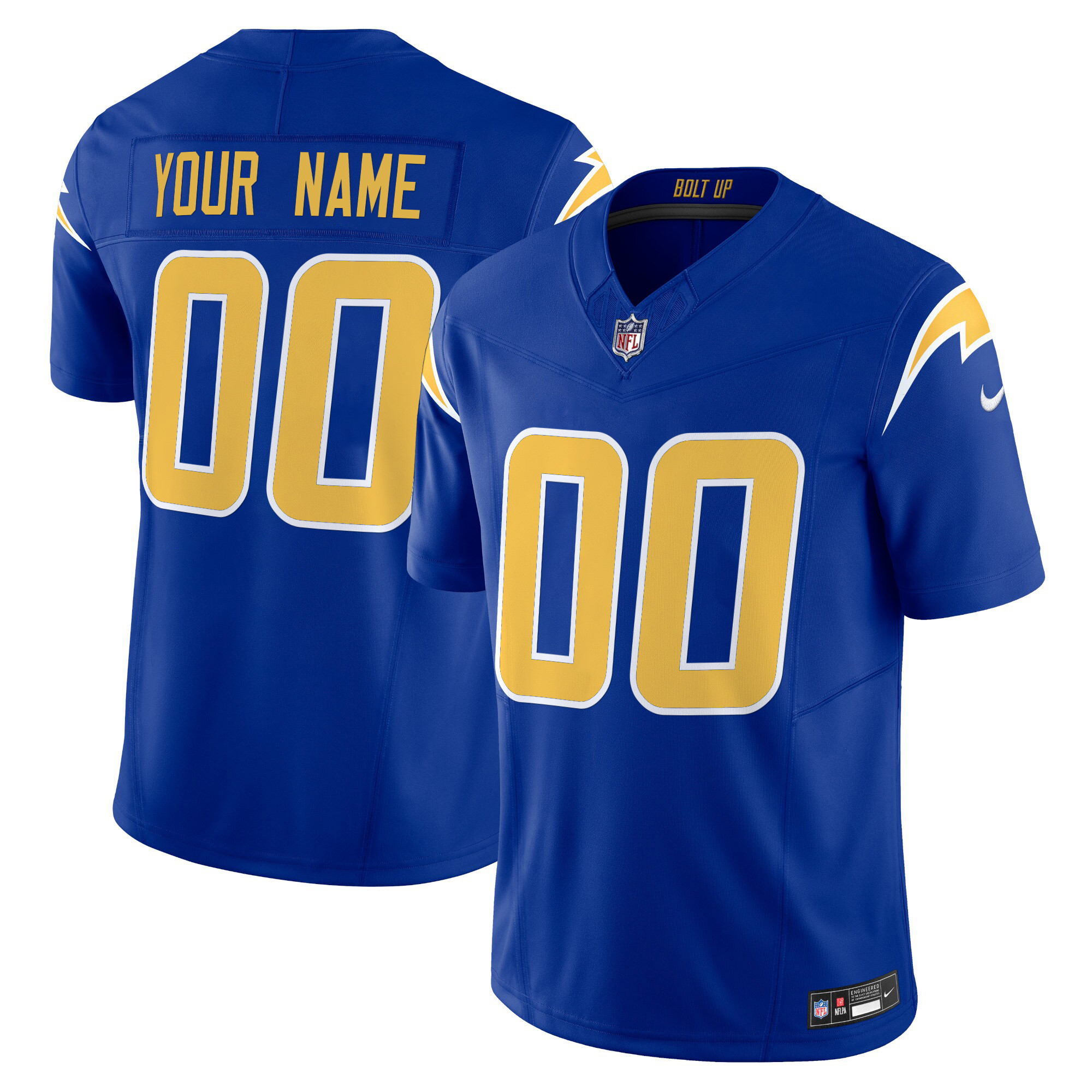 Men's Los Angeles Chargers 2024 Vapor Limited Custom Royal Jersey - All Stitched
