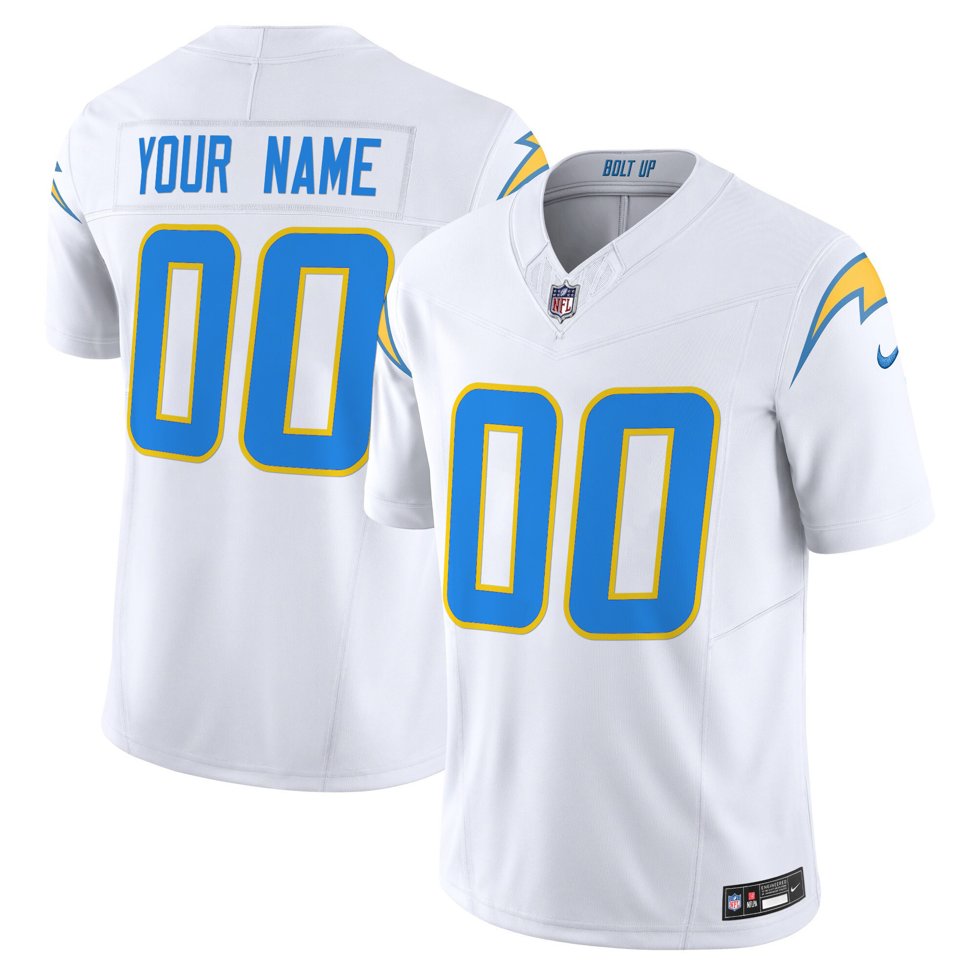 Men's Los Angeles Chargers 2024 Vapor Limited Custom White Jersey - All Stitched