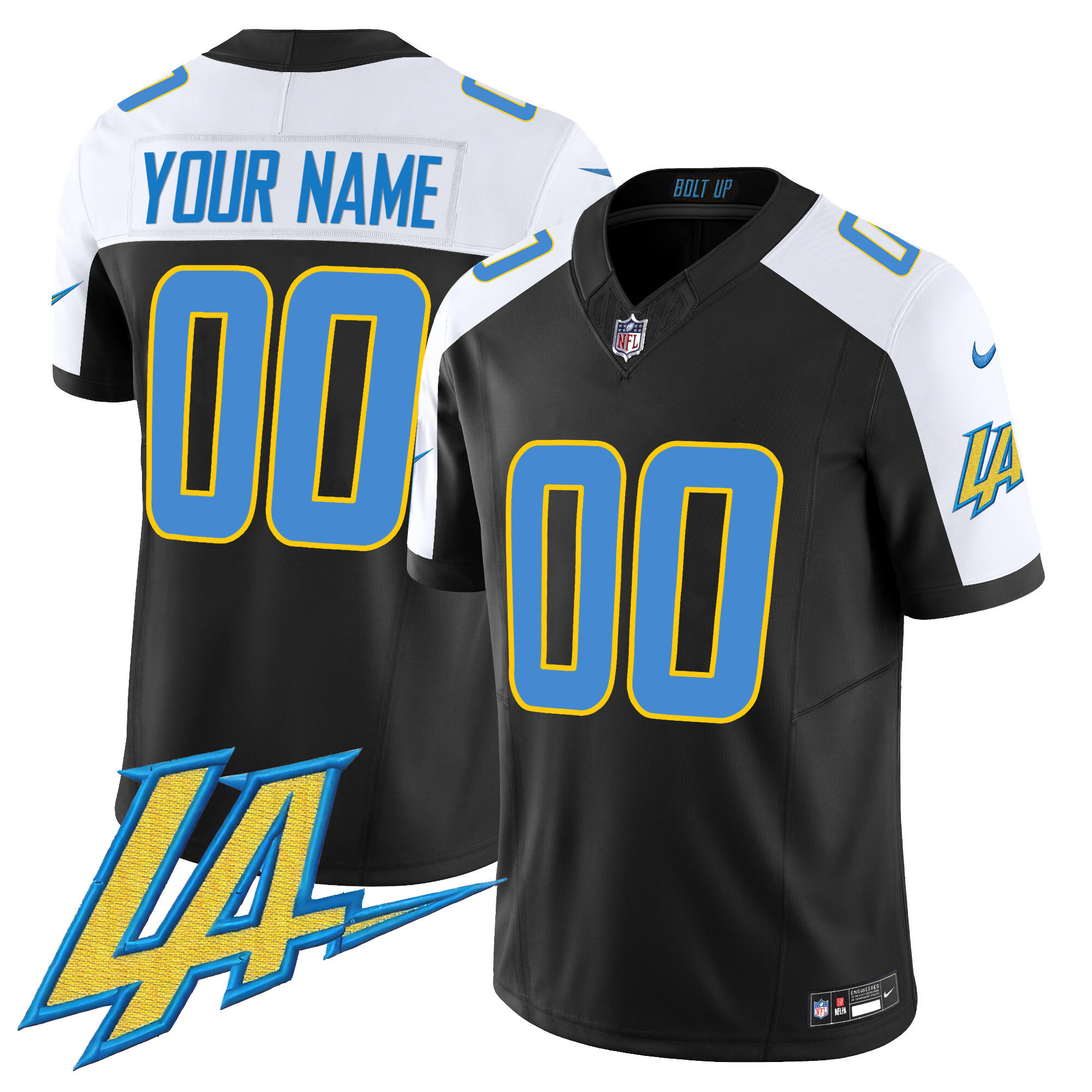Men's Los Angeles Chargers Vapor Limited Custom Black Alternate Jersey - All Stitched
