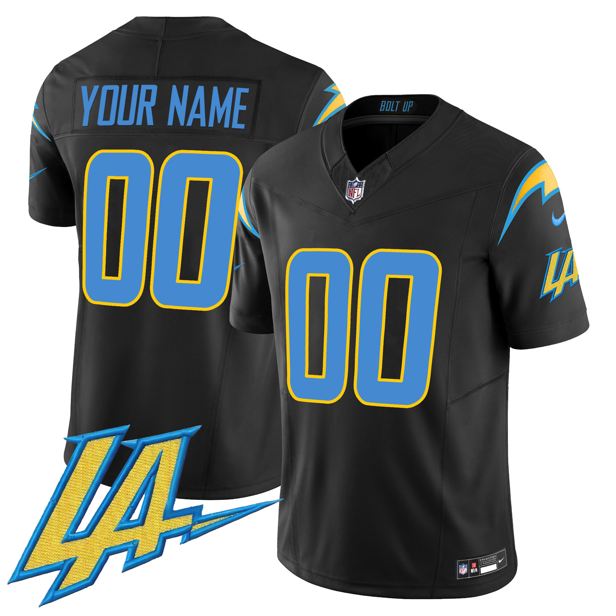 Men's Los Angeles Chargers Vapor Limited Custom Black Jersey - All Stitched