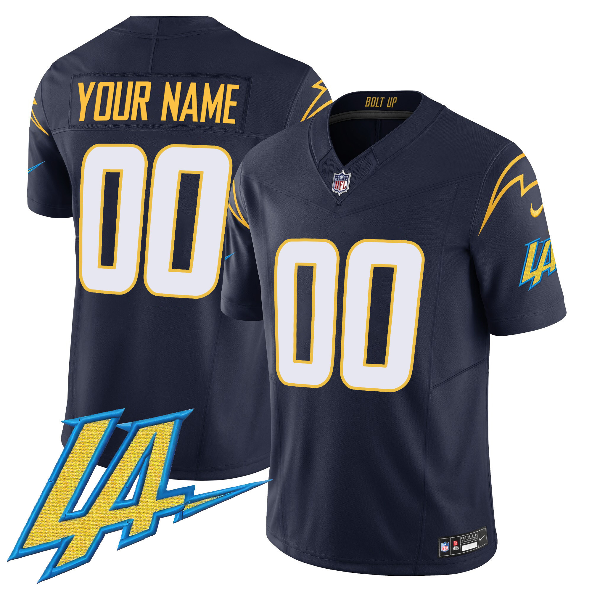 Men's Los Angeles Chargers Vapor Limited Custom Navy Jersey - All Stitched