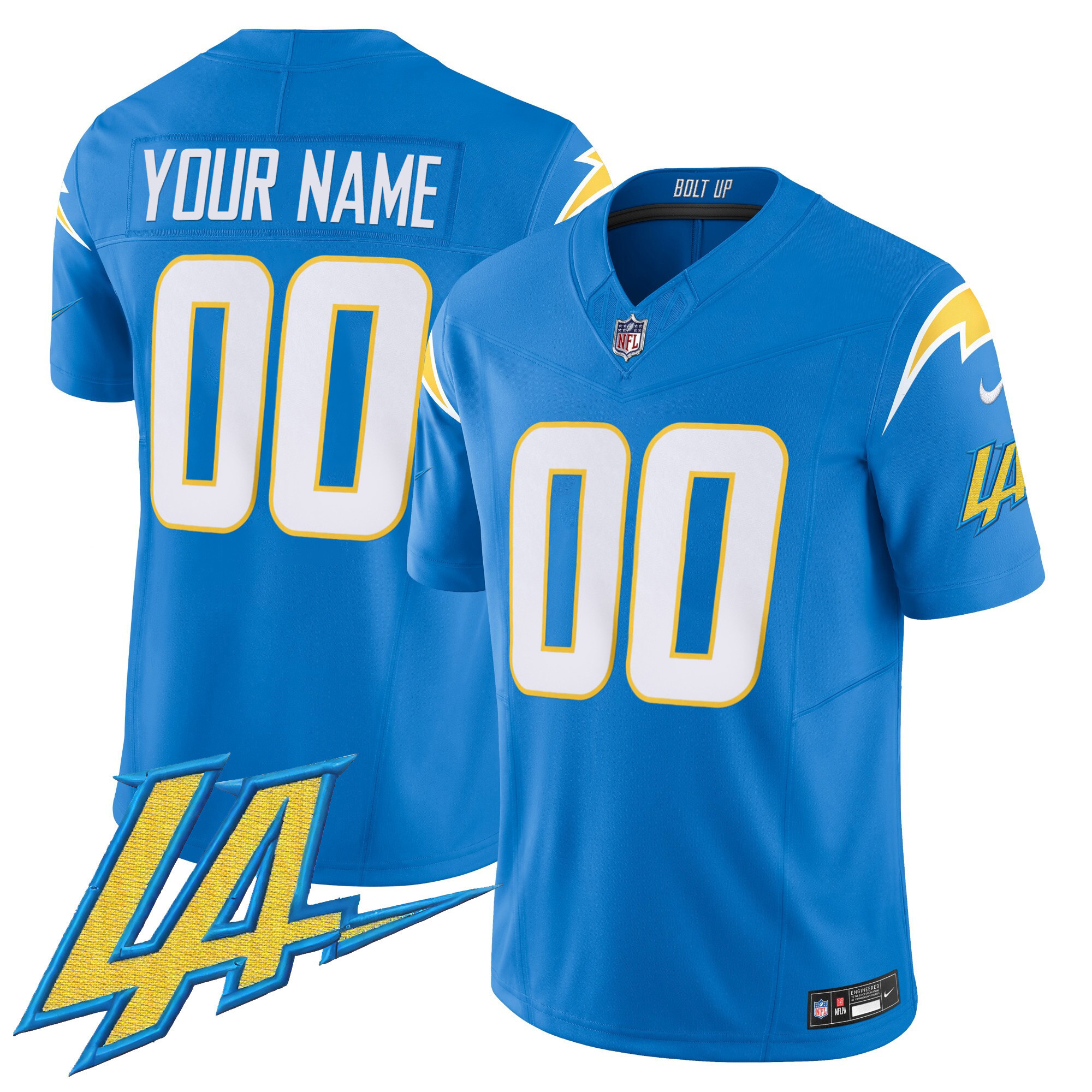 Men's Los Angeles Chargers Vapor Limited Custom Powder Blue Jersey - All Stitched