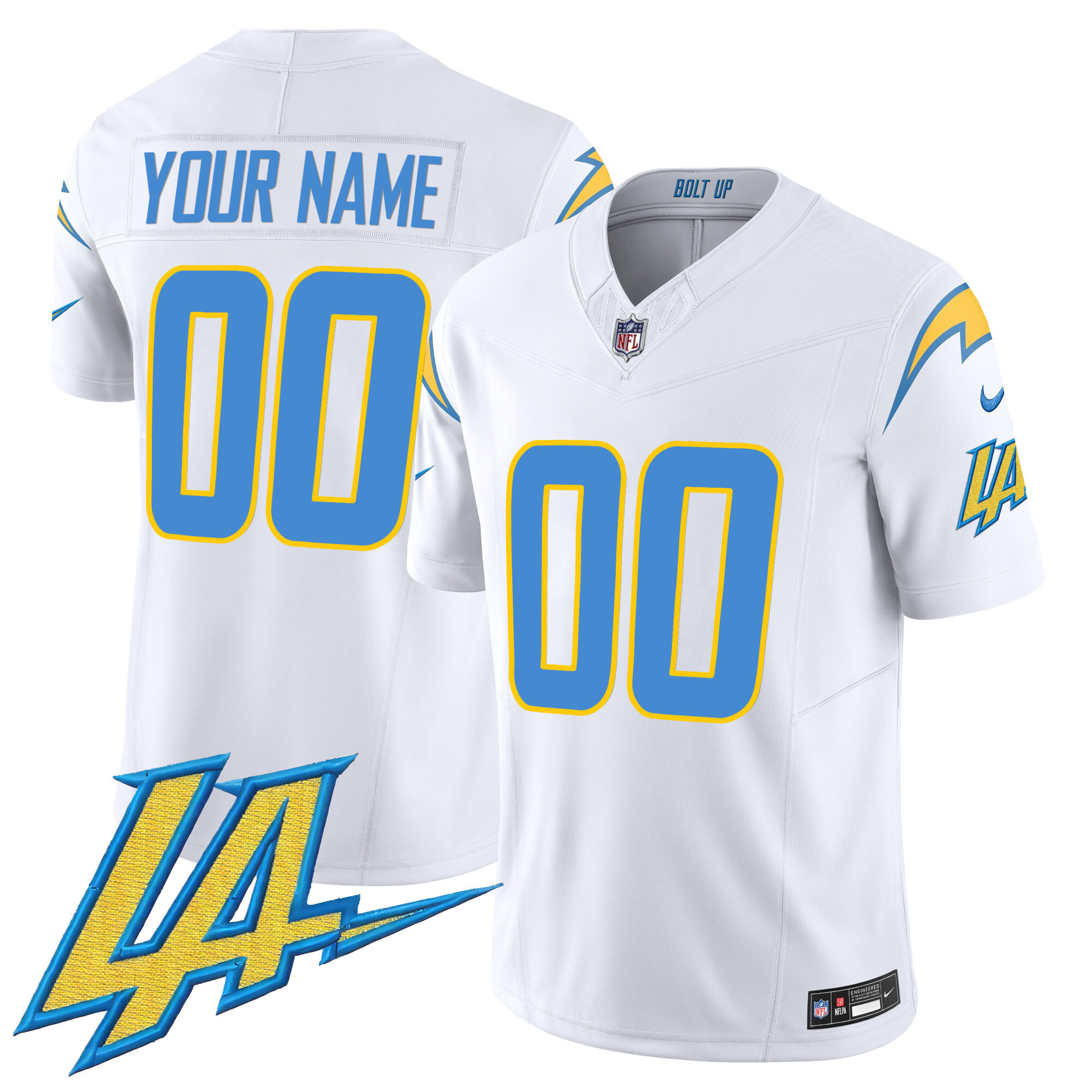 Men's Los Angeles Chargers Vapor Limited Custom White Jersey - All Stitched