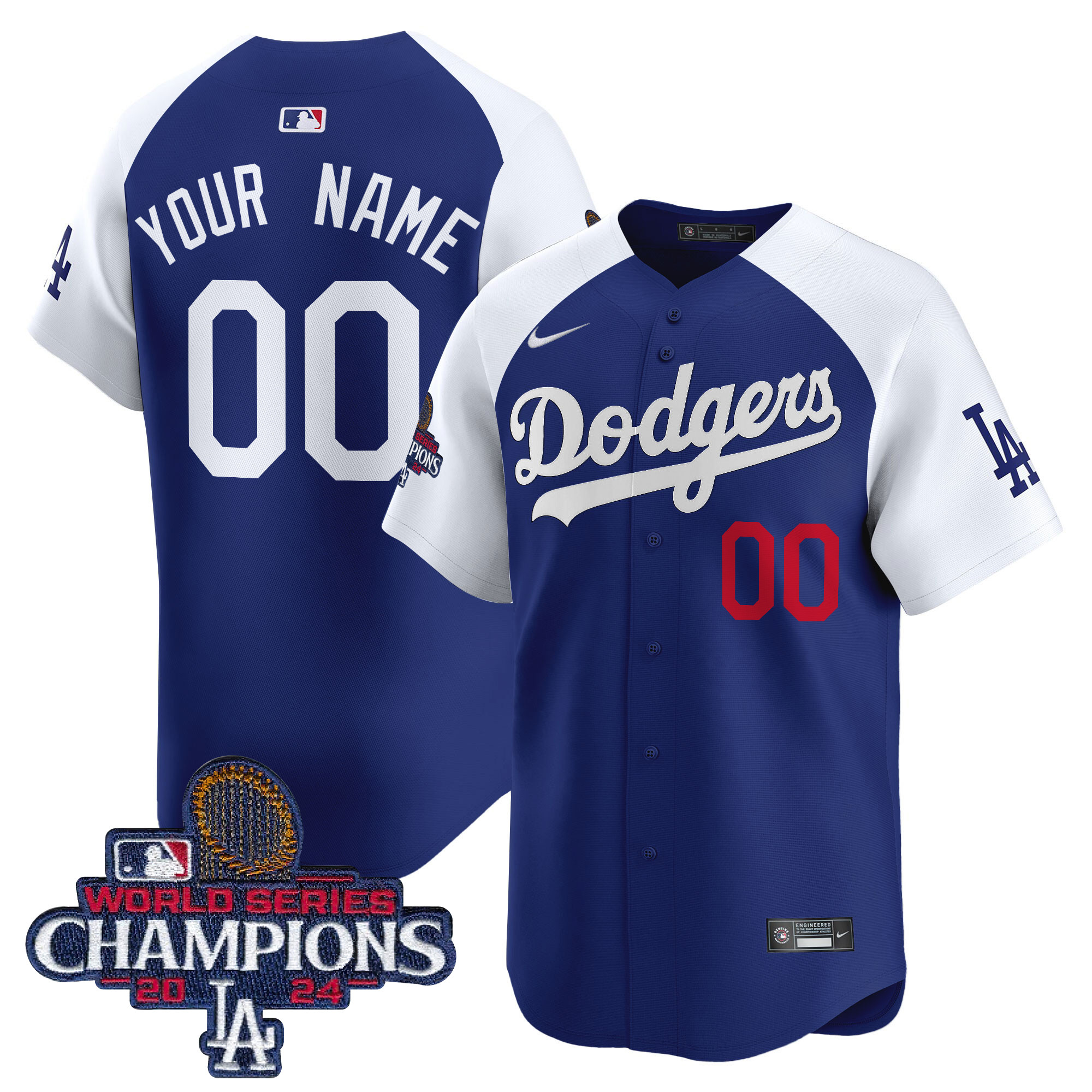 Men's Los Angeles Dodgers 2024 World Series Champions Patch Vapor Premier Limited Custom Alternate Royal Jersey - All Stitched