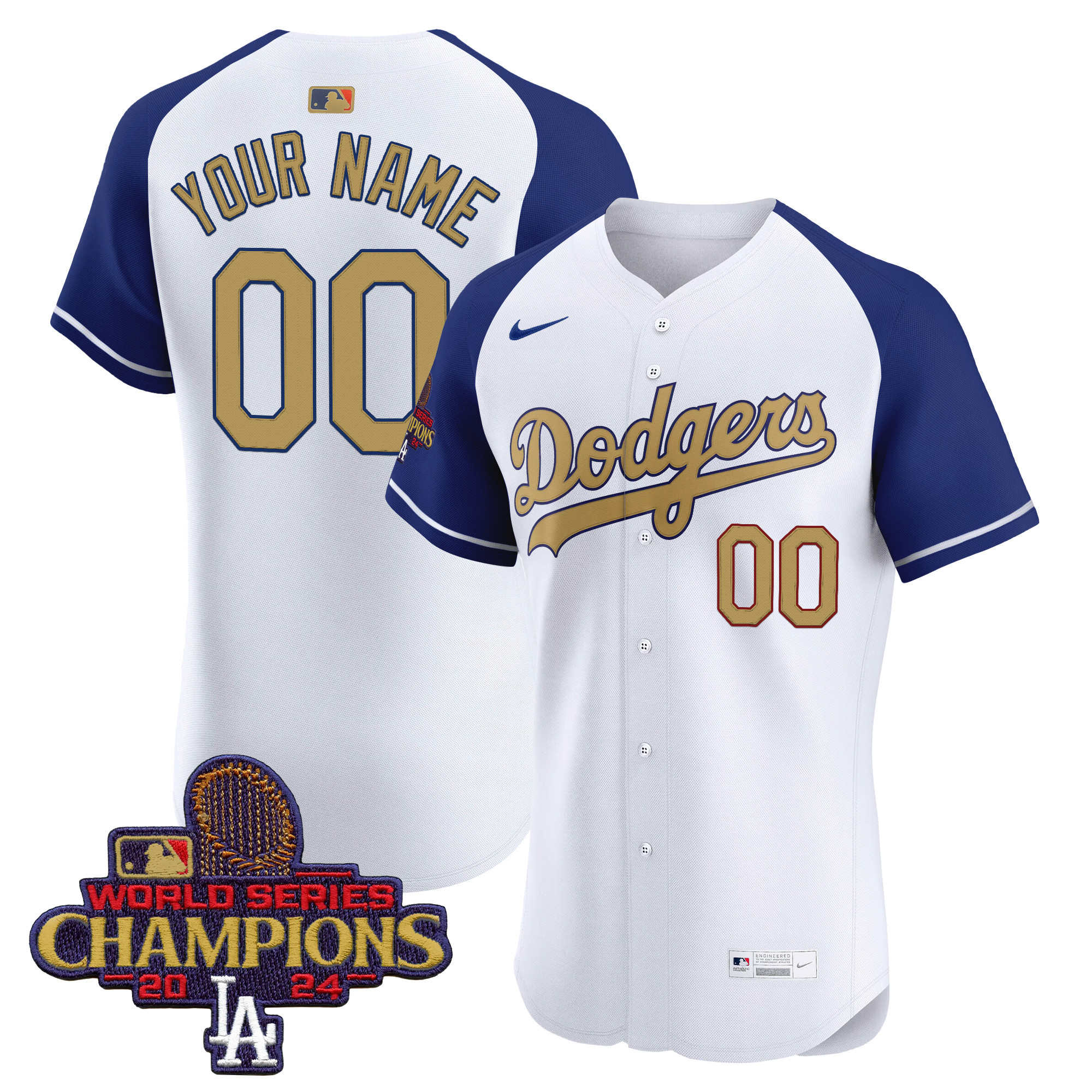 Men's Los Angeles Dodgers 2025 Gold Vapor Premier Elite Custom Alternate Jersey - All Stitched