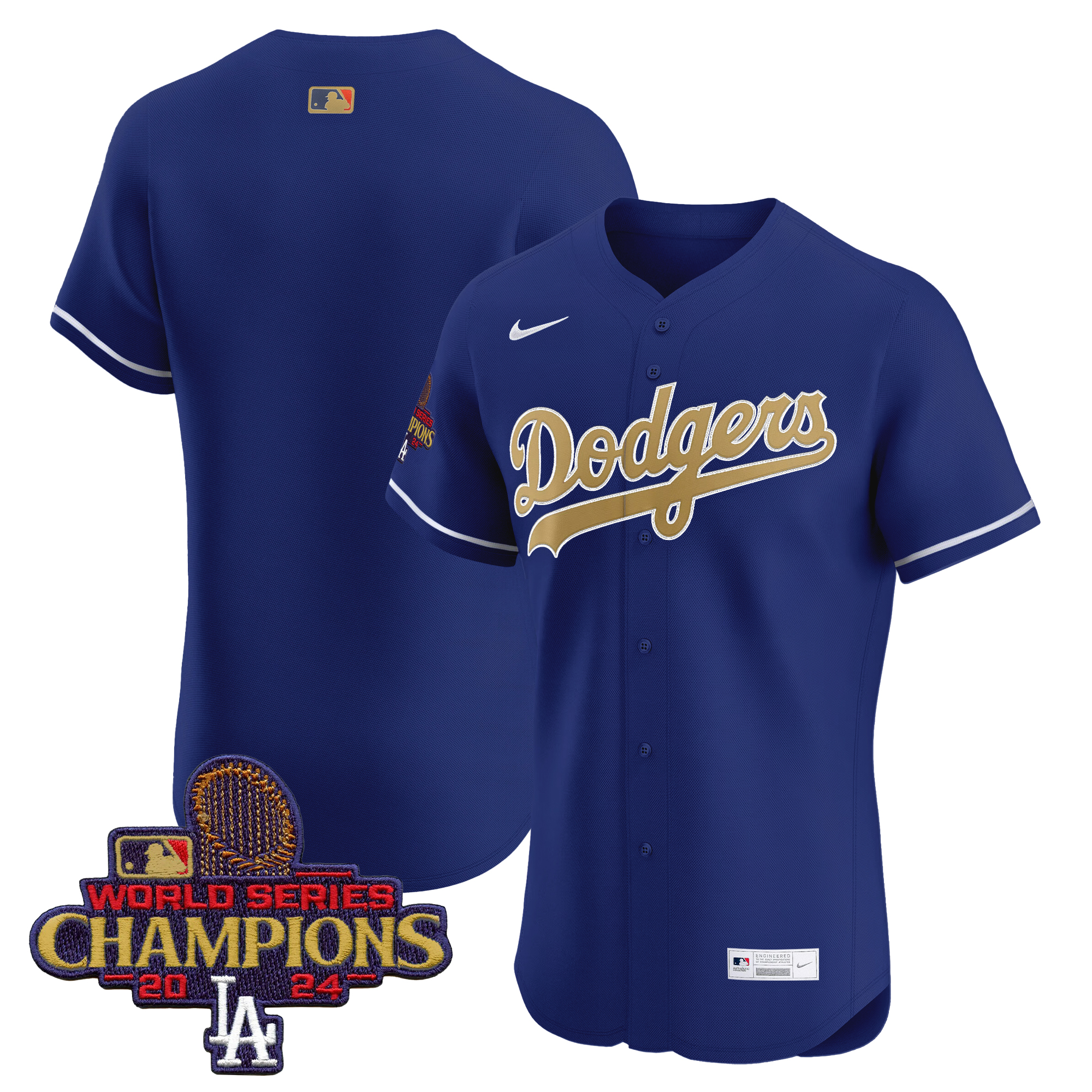 Men's Los Angeles Dodgers 2025 Gold Vapor Premier Elite Royal Jersey - All Stitched