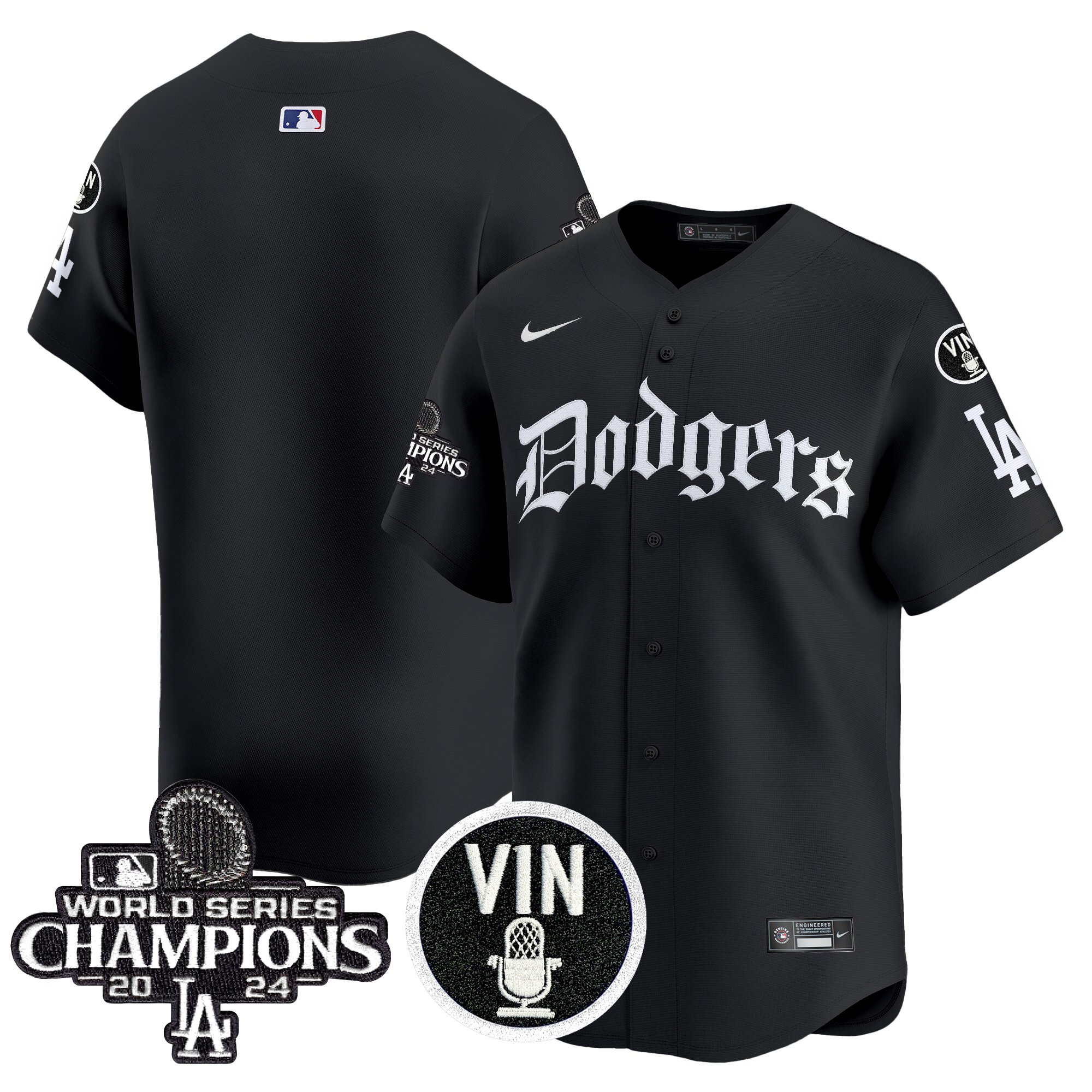 Men's Los Angeles Dodgers 2025 LA Gothic Style Vapor Premier Limited Black Jersey V2 - All Stitched