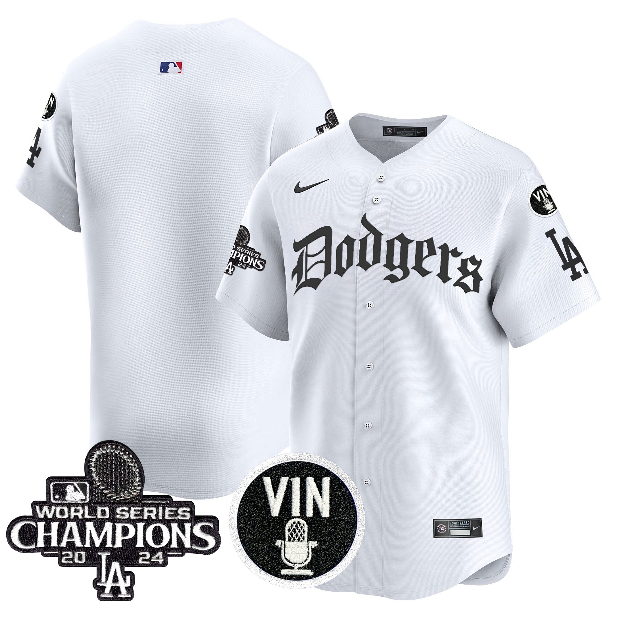 Men's Los Angeles Dodgers 2025 LA Gothic Style Vapor Premier Limited White Jersey V2 - All Stitched