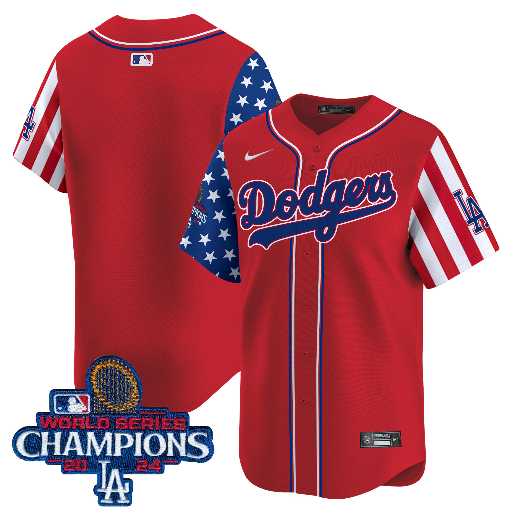 Men's Los Angeles Dodgers American Style 2024 World Series Champions Vapor Premier Limited Red Jersey - All Stitched