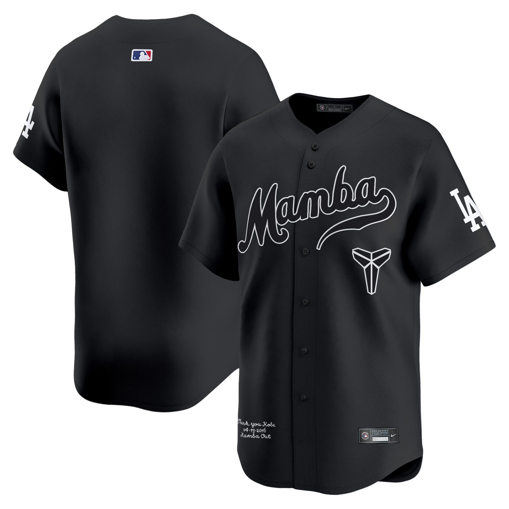 Men's Los Angeles Dodgers Kobe Bryant Mamba Vapor Premier Limited Black Jersey - All Stitched