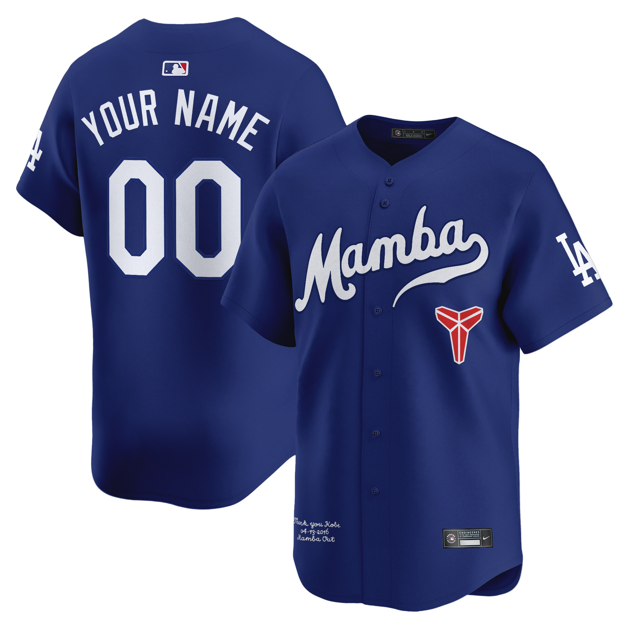 Men's Los Angeles Dodgers Kobe Bryant Mamba Vapor Premier Limited Custom Royal Jersey - All Stitched
