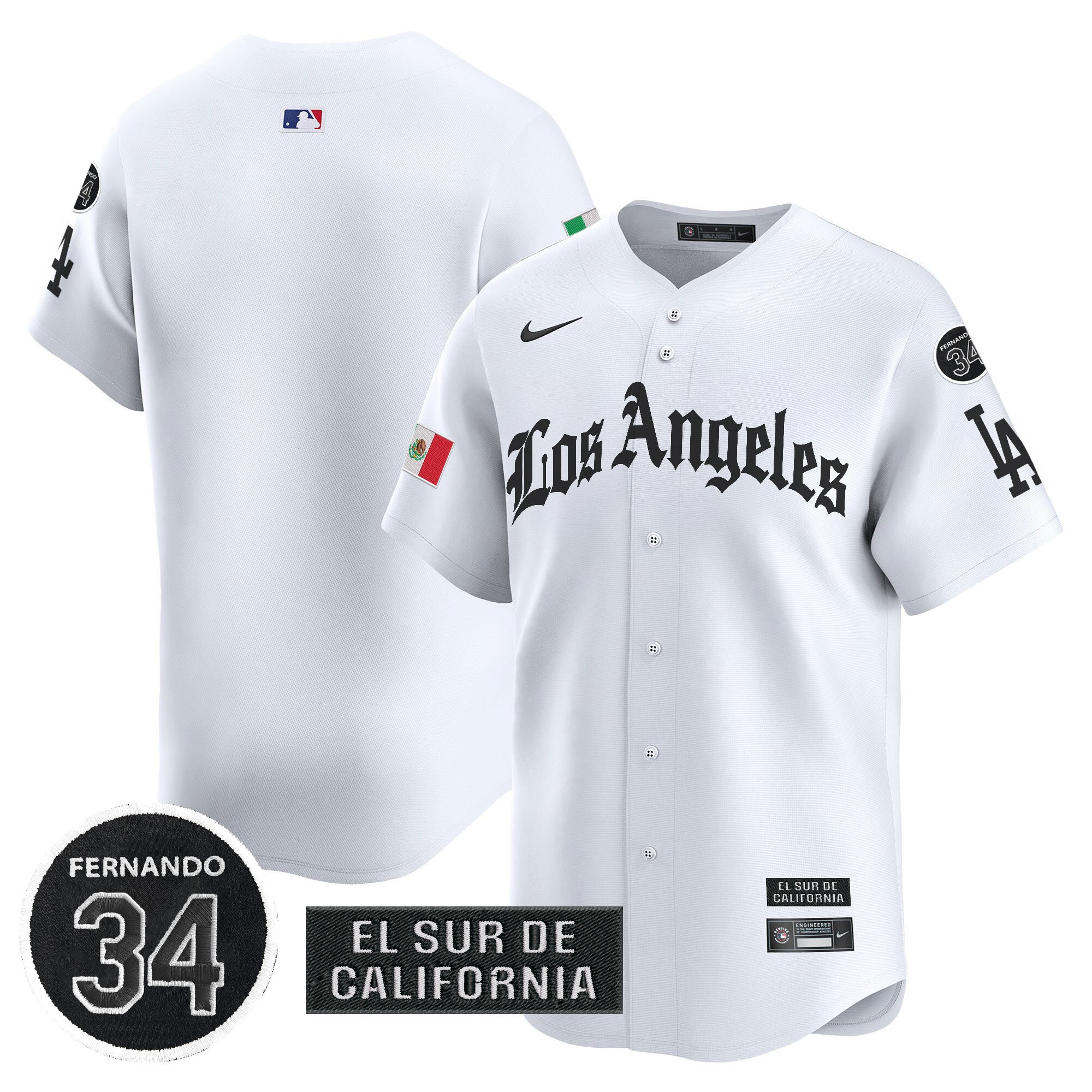 Men's Los Angeles Dodgers Mexico 2025 LA Gothic Style Vapor Premier Limited White Jersey - All Stitched