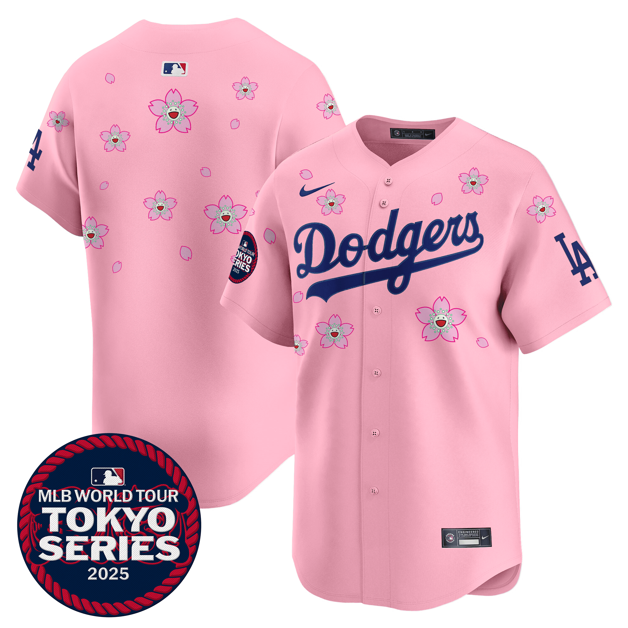 Men's Los Angeles Dodgers Tokyo Series 2025 Vapor Premier Limited Cherry Blossom Jersey V2 - Stitched