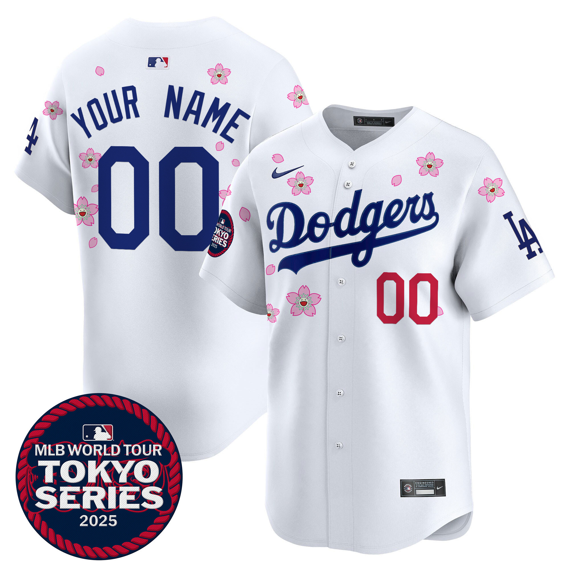 Men's Los Angeles Dodgers Tokyo Series 2025 Vapor Premier Limited Custom White Jersey - Stitched