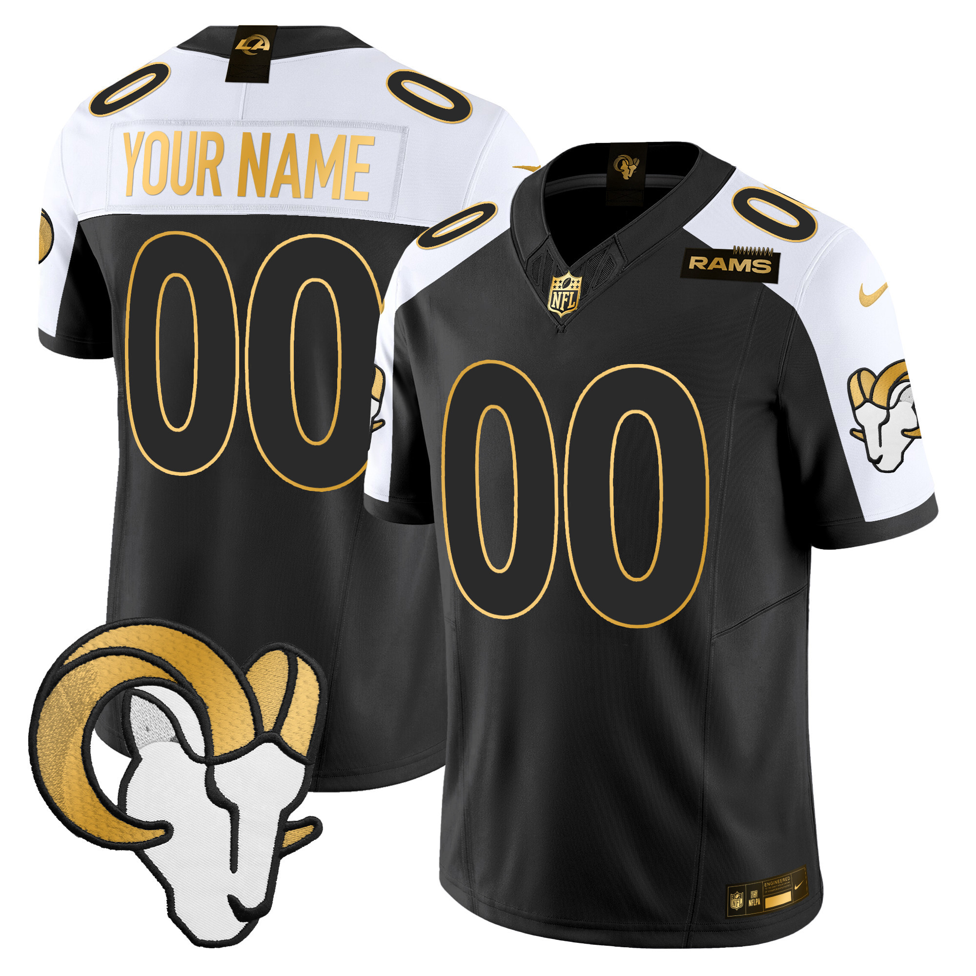 Men's Los Angeles Rams 2024 Gold Vapor Limited Custom Alternate Jersey - All Stitched