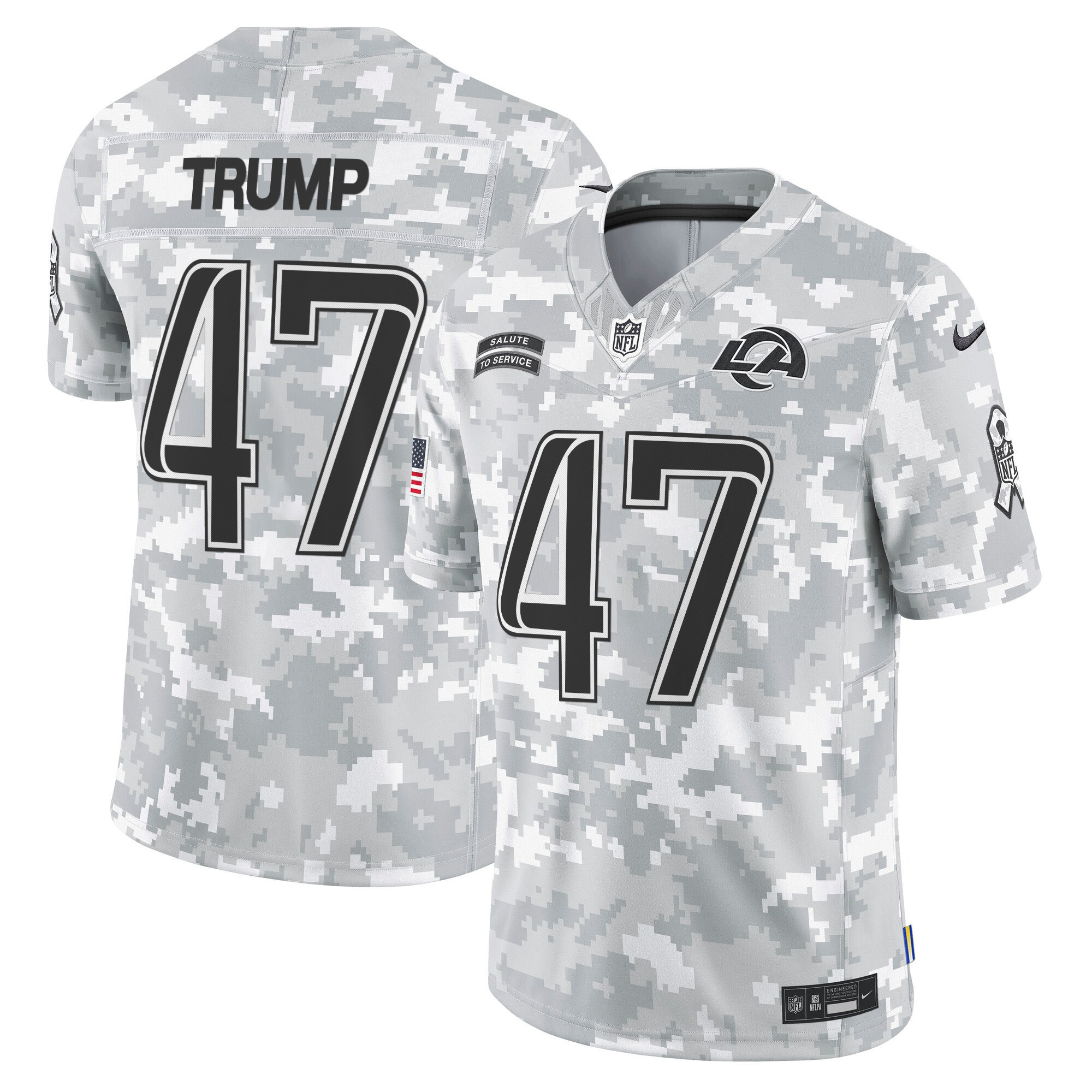 Men's Los Angeles Rams 2024 Salute to Service Vapor Limited Donald Trump Jersey - All Stitched