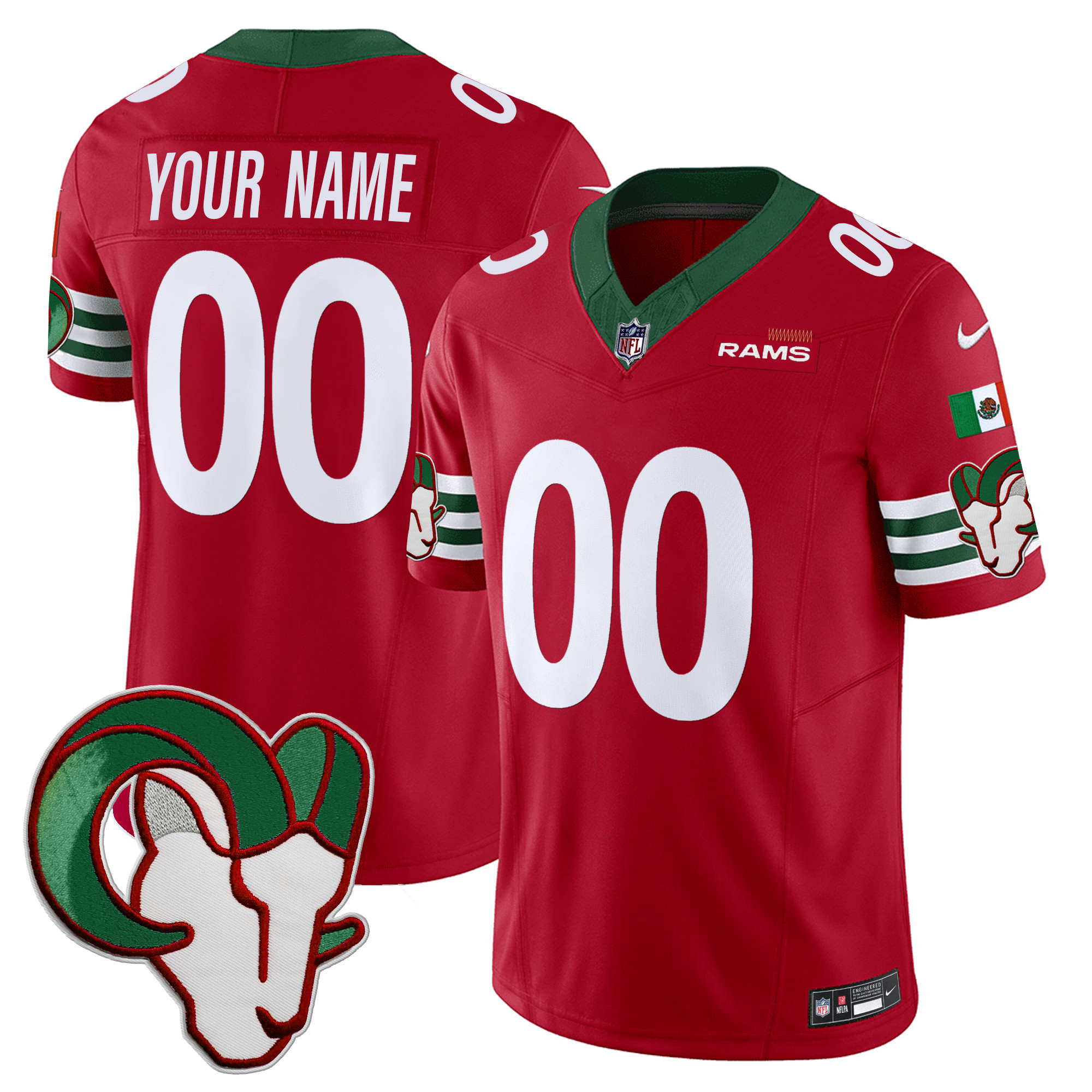 Men's Los Angeles Rams Mexico Vapor Limited Custom Red Jersey - All Stitched