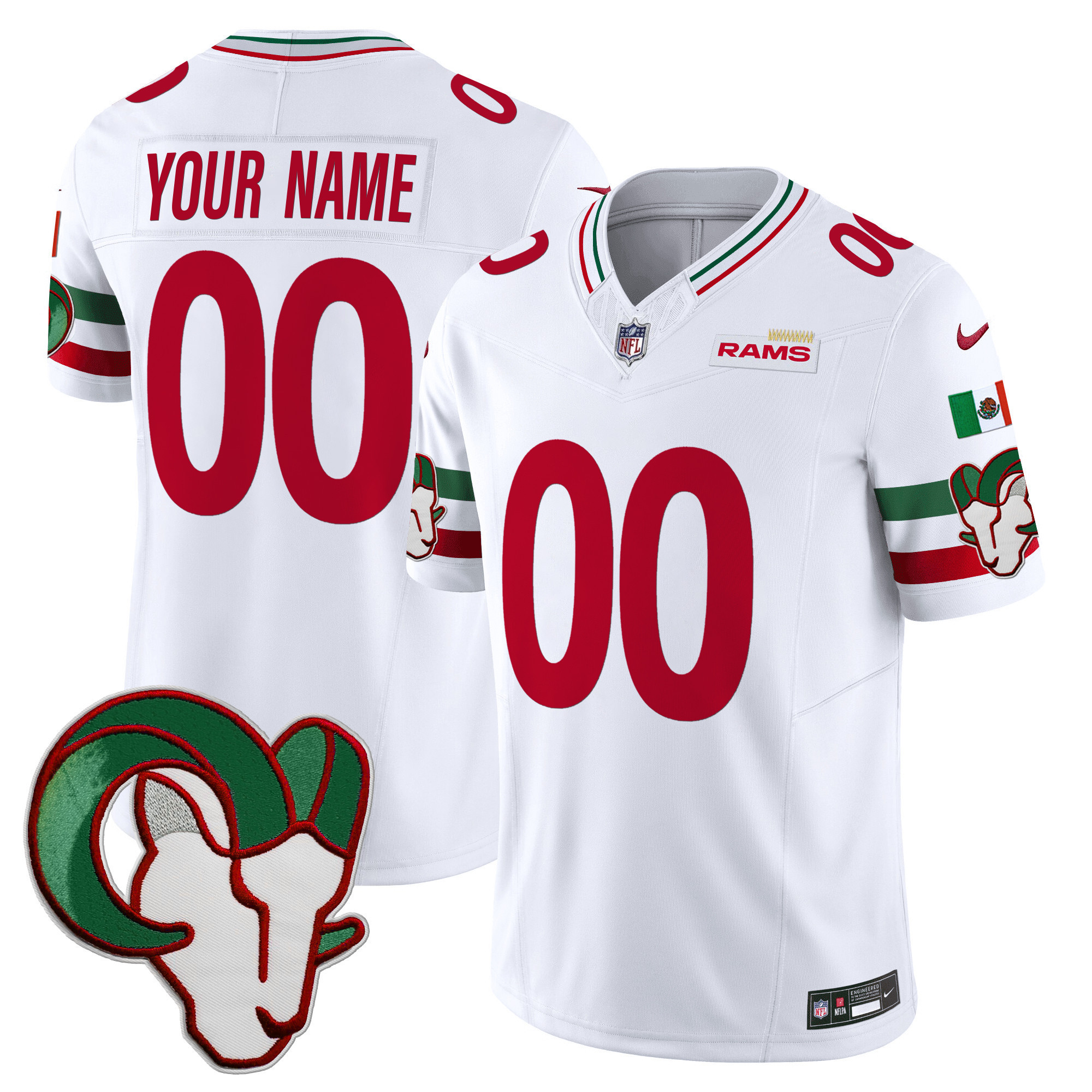 Men's Los Angeles Rams Mexico Vapor Limited Custom White Jersey - All Stitched