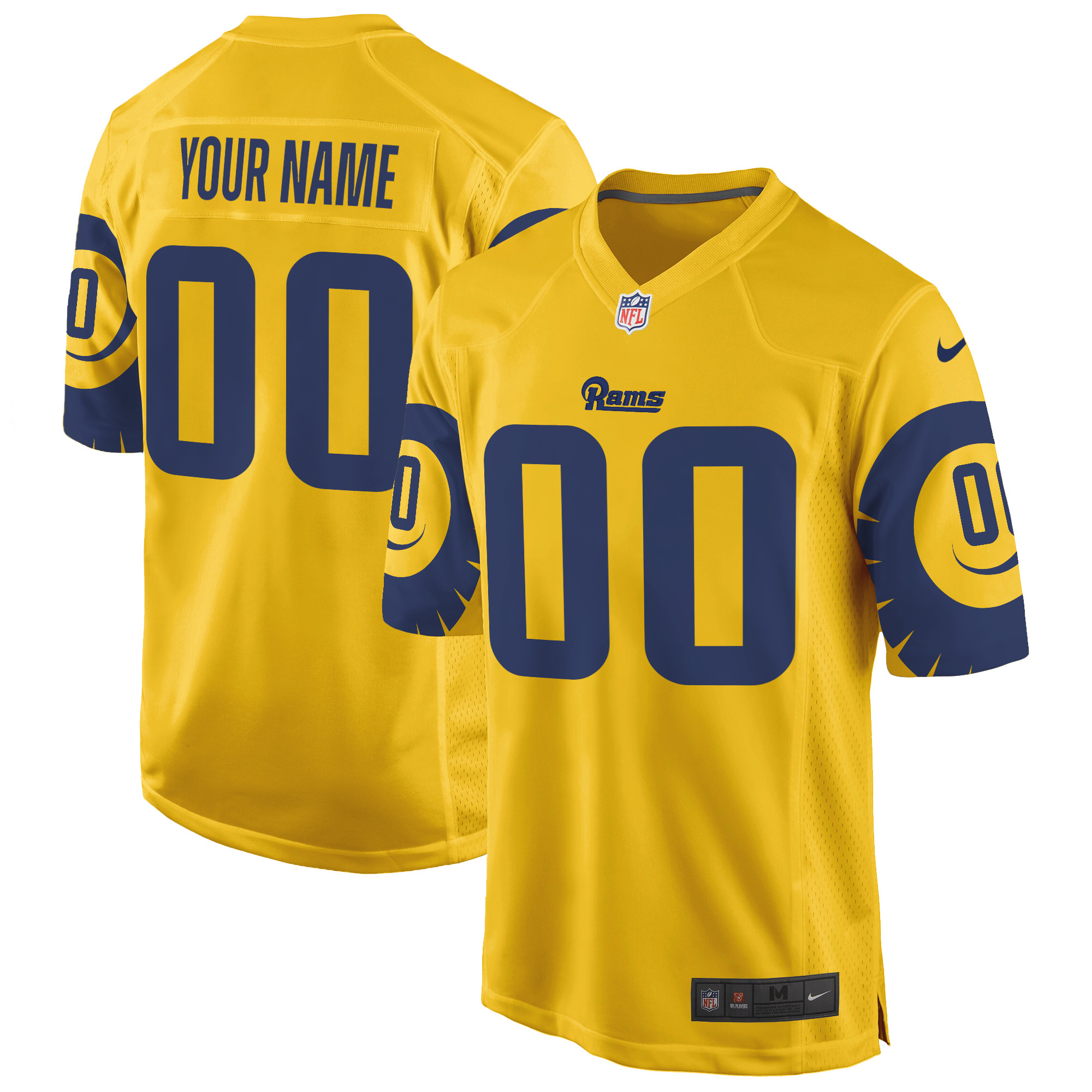 Men's Los Angeles Rams Special Game Custom Gold Jersey - All Stitched
