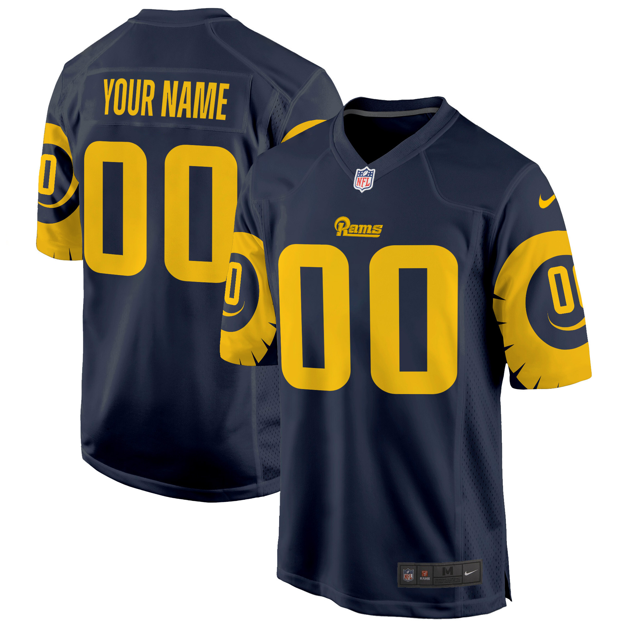 Men's Los Angeles Rams Special Game Custom Navy Jersey - All Stitched