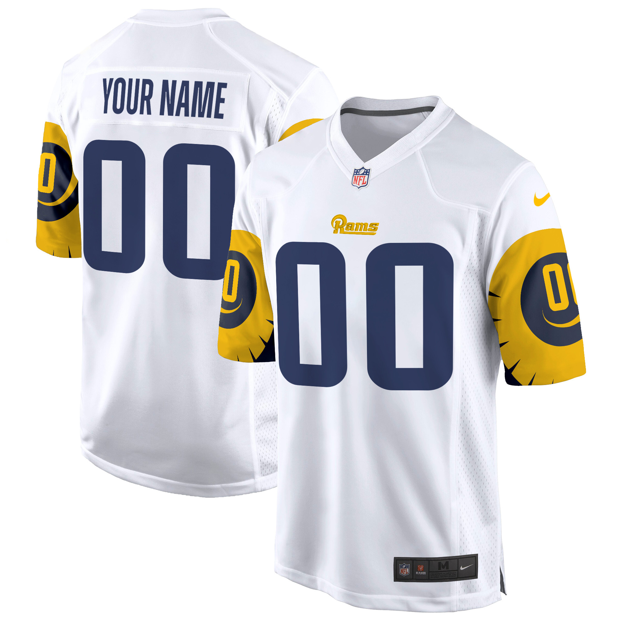 Men's Los Angeles Rams Special Game Custom White Jersey - All Stitched