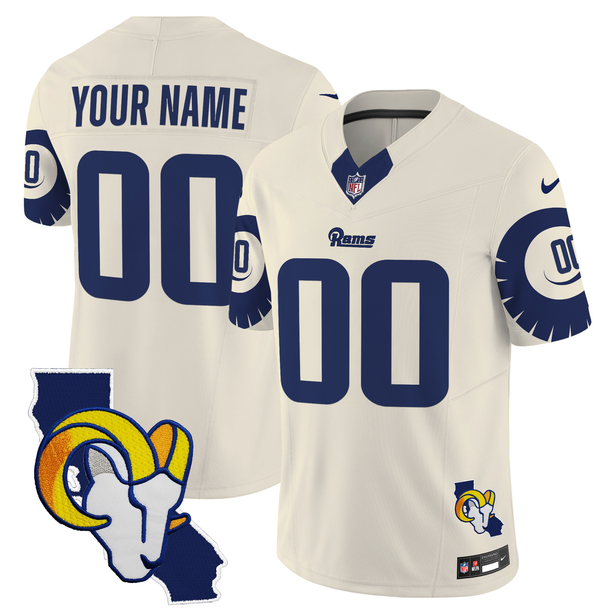 Men's Los Angeles Rams Special Vapor Limited Custom Bone Jersey - All Stitched