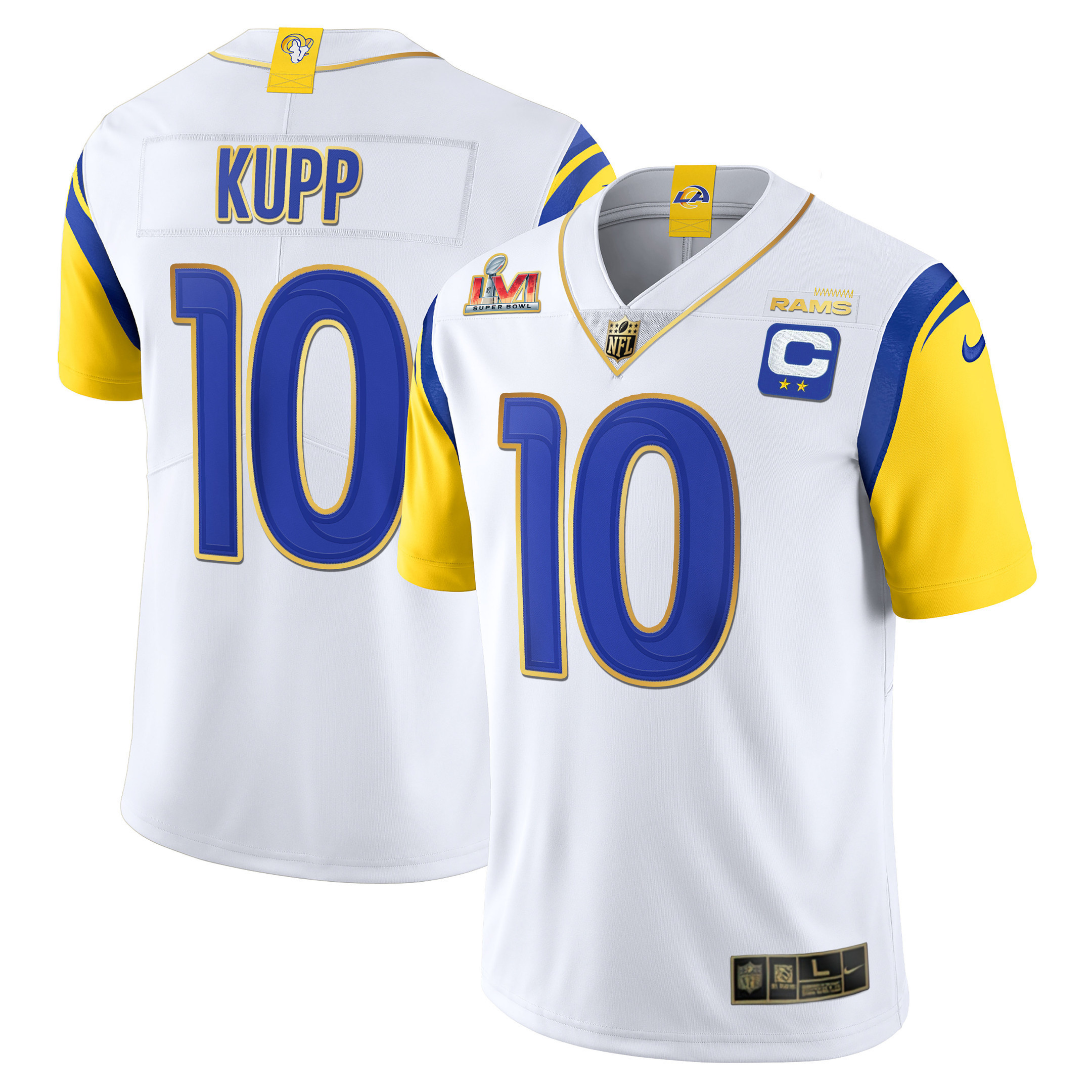 Men's Los Angeles Rams Super Bowl LVI Vapor Gold Trim Cooper Kupp Jersey - All Stitched