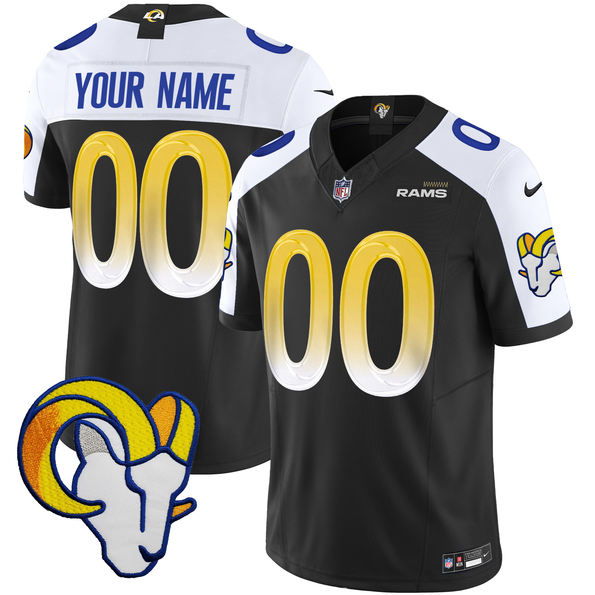 Men's Los Angeles Rams Vapor Limited Custom Black Alternate Jersey - All Stitched