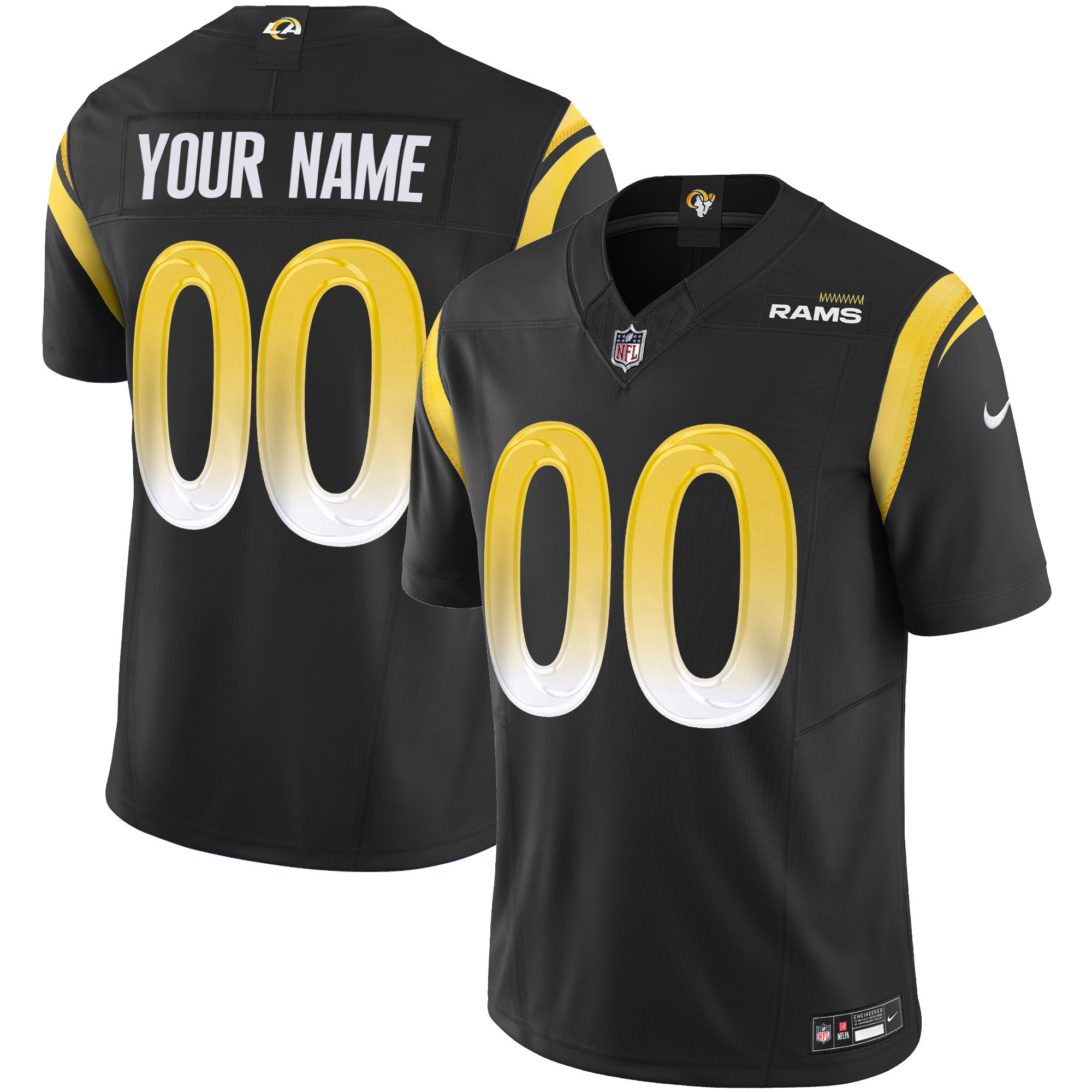 Men's Los Angeles Rams Vapor Limited Custom Black Jersey - All Stitched