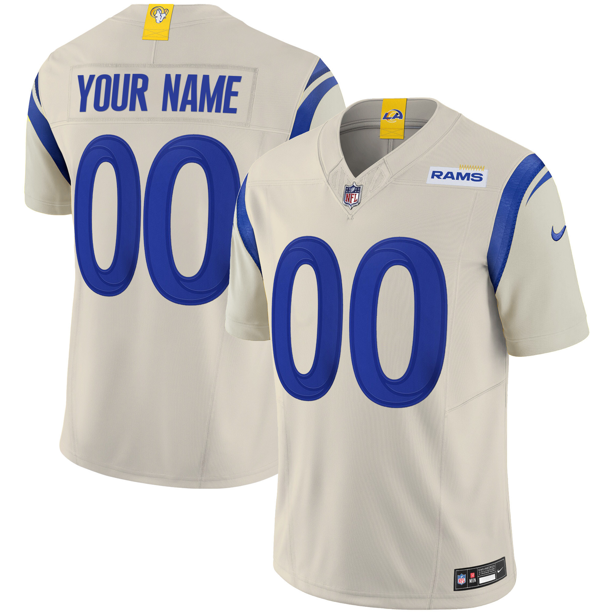 Men's Los Angeles Rams Vapor Limited Custom Bone Jersey - All Stitched