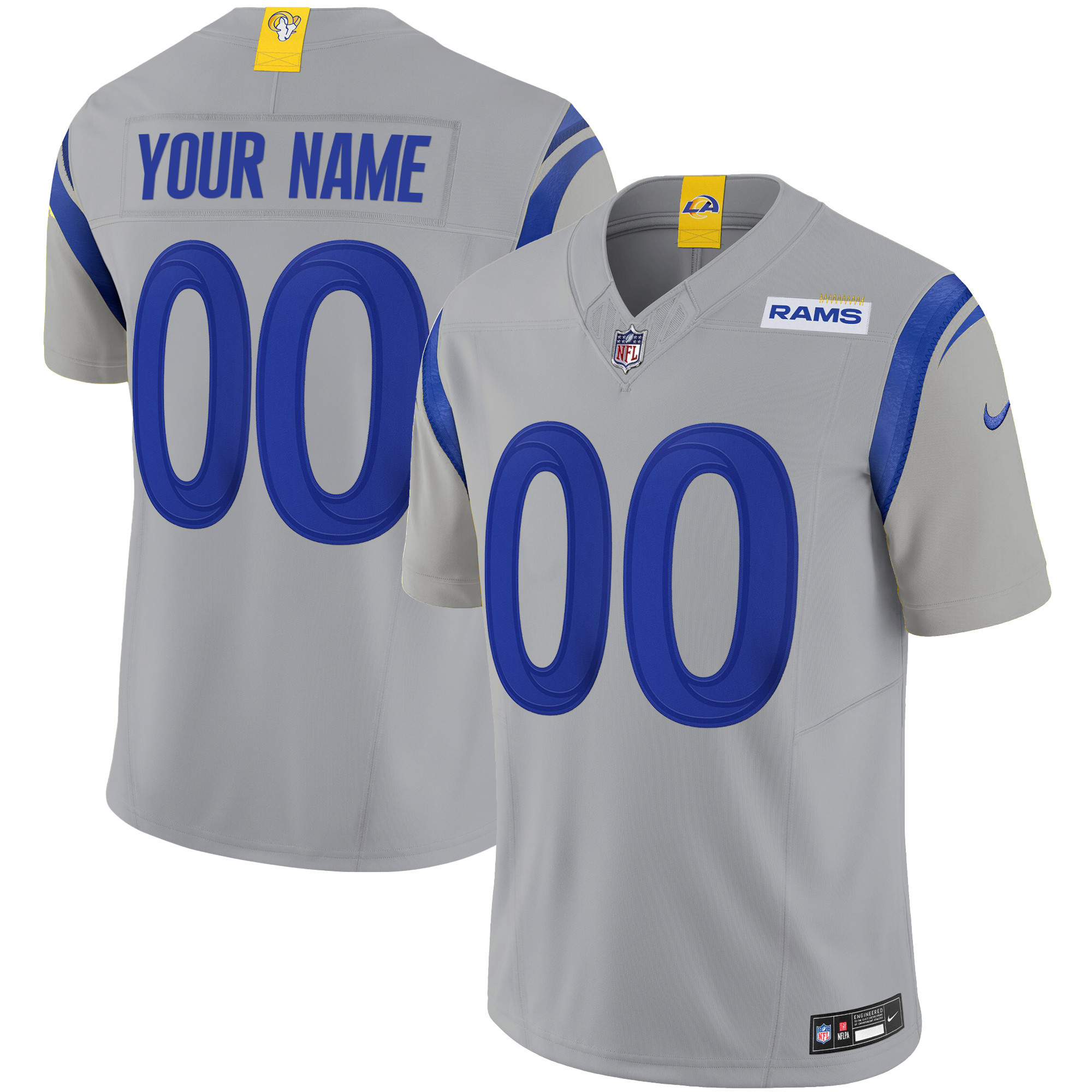 Men's Los Angeles Rams Vapor Limited Custom Gray Jersey - All Stitched