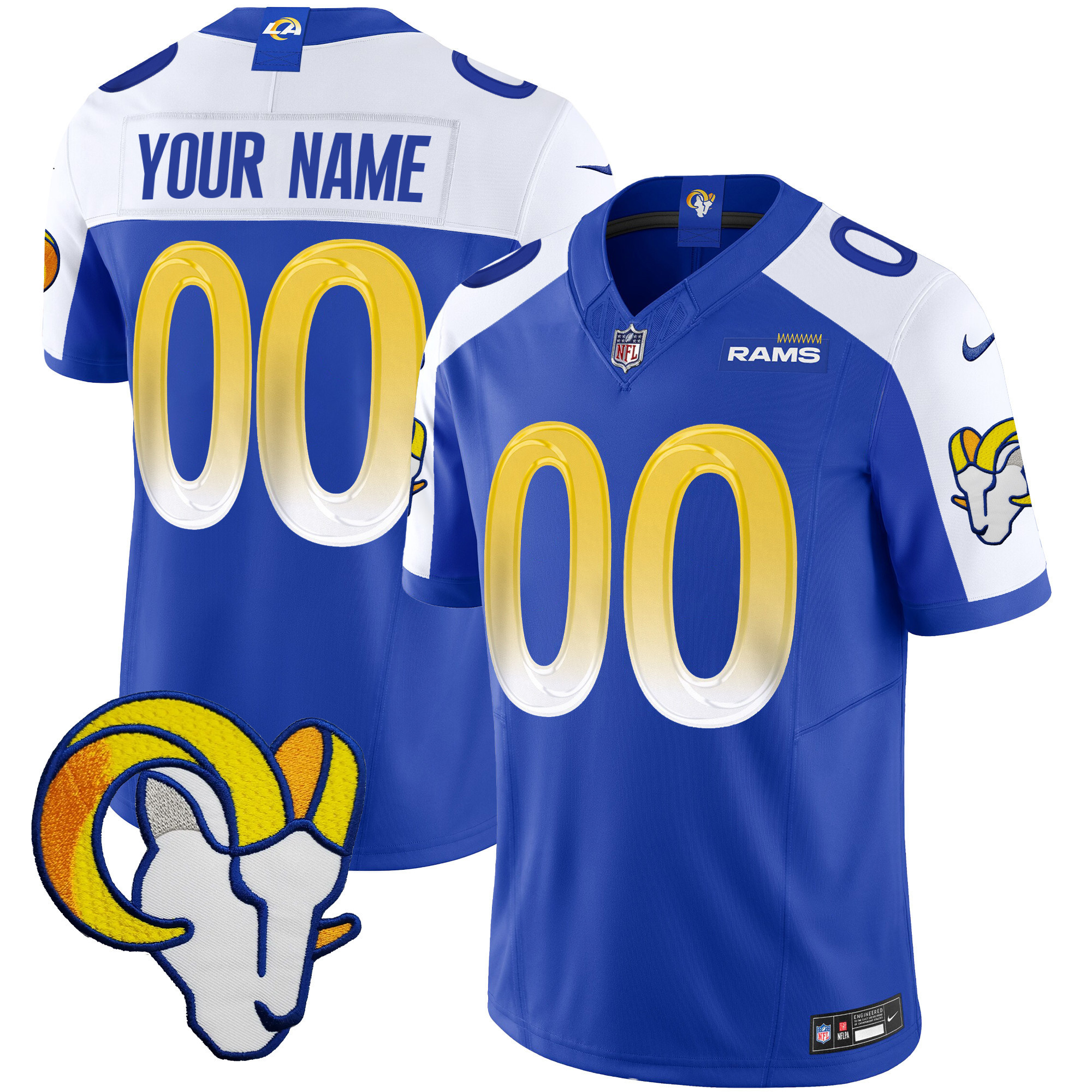 Men's Los Angeles Rams Vapor Limited Custom Royal Alternate Jersey - All Stitched