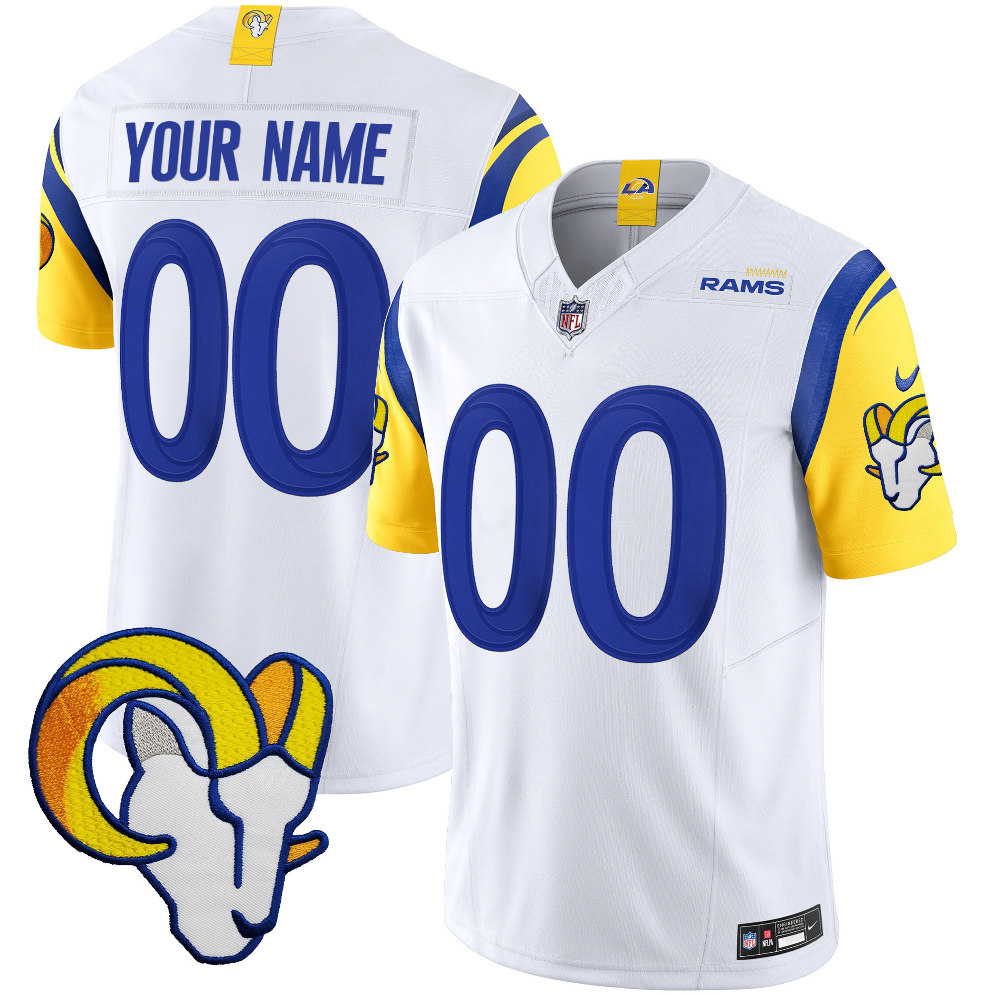Men's Los Angeles Rams Vapor Limited Custom White Jersey - All Stitched