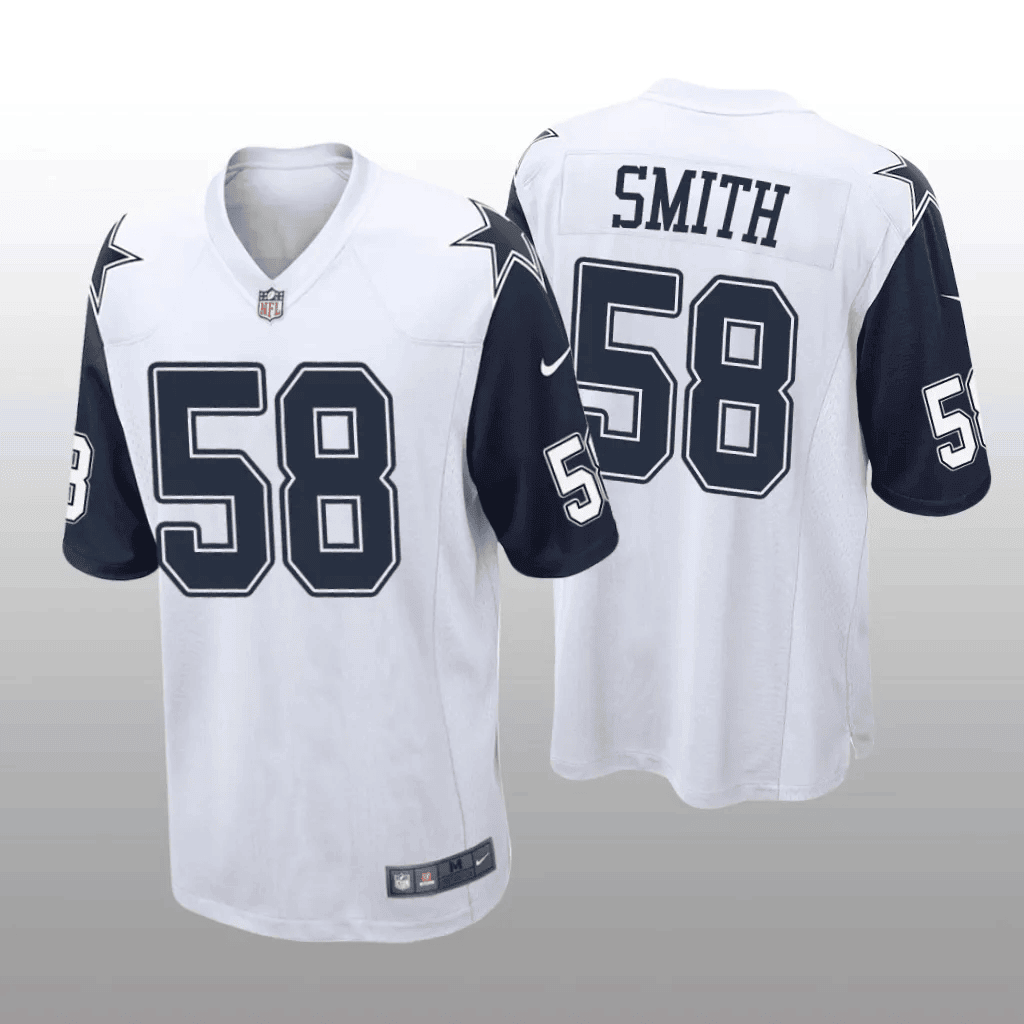 Men's Mazi Smith Dallas Cowboys White/Navy Jersey - All Stitched