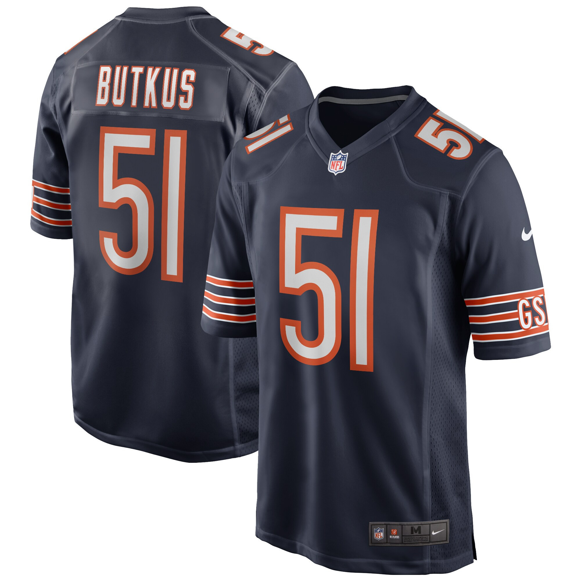 Men's Men's Dick Butkus Chicago Bears GSH Navy Navy Jersey - All Stitched
