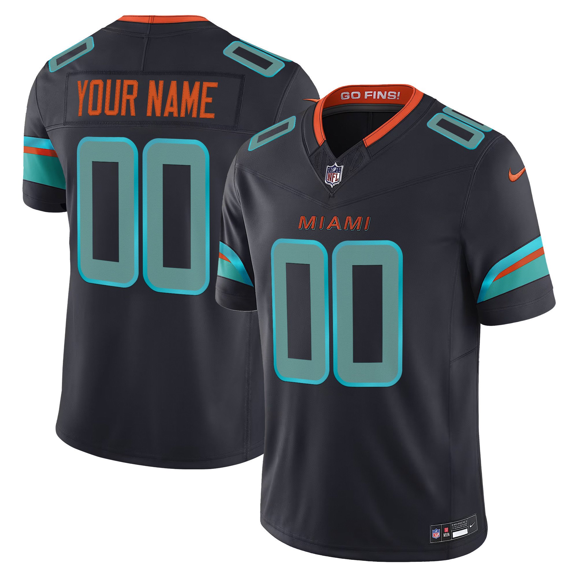 Men's Miami Dolphins 2025 "Rivalries" Vapor Limited Custom Jersey - All Stitched