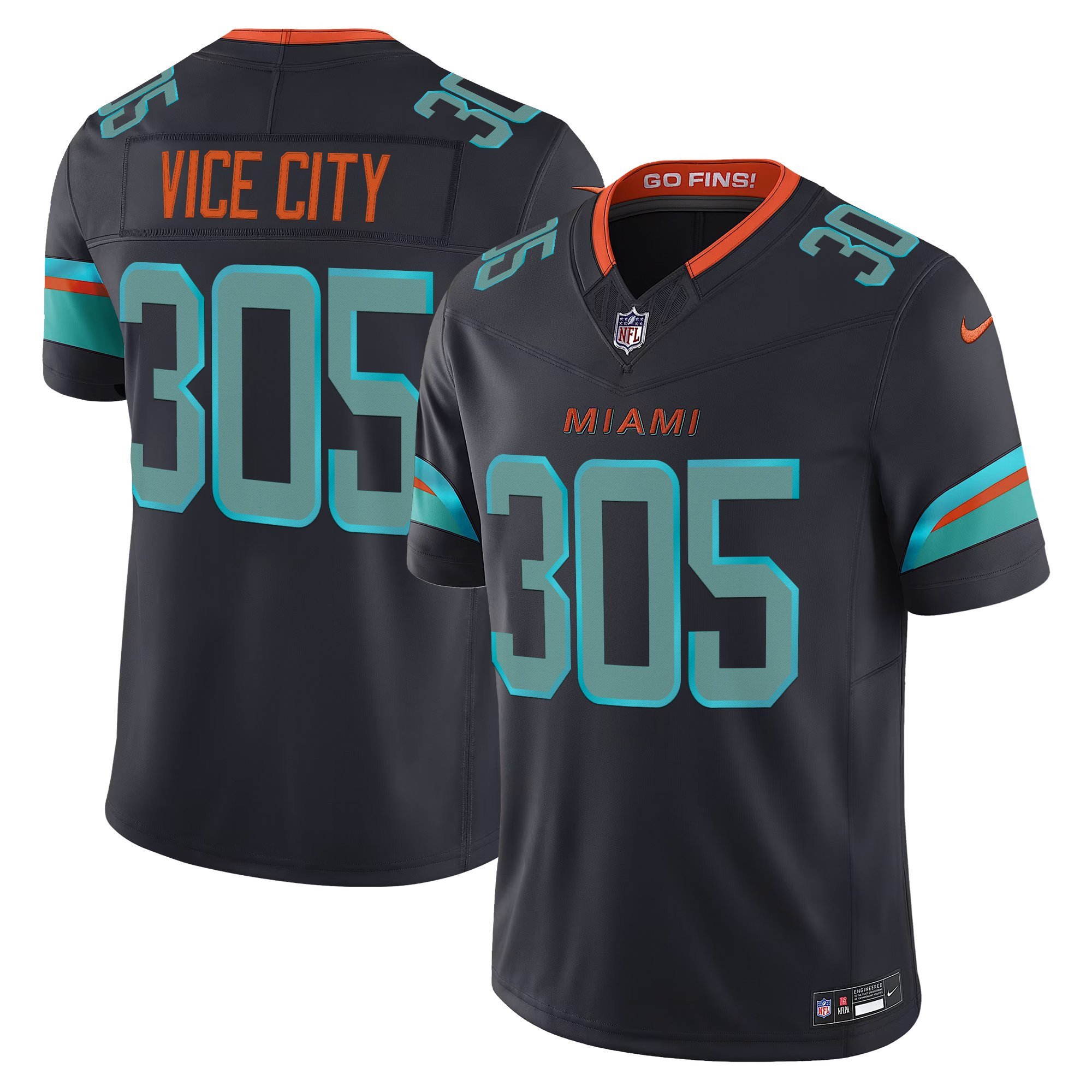 Men's Miami Dolphins 2025 "Rivalries" Vapor Limited ViceCity 305 Jersey - All Stitched