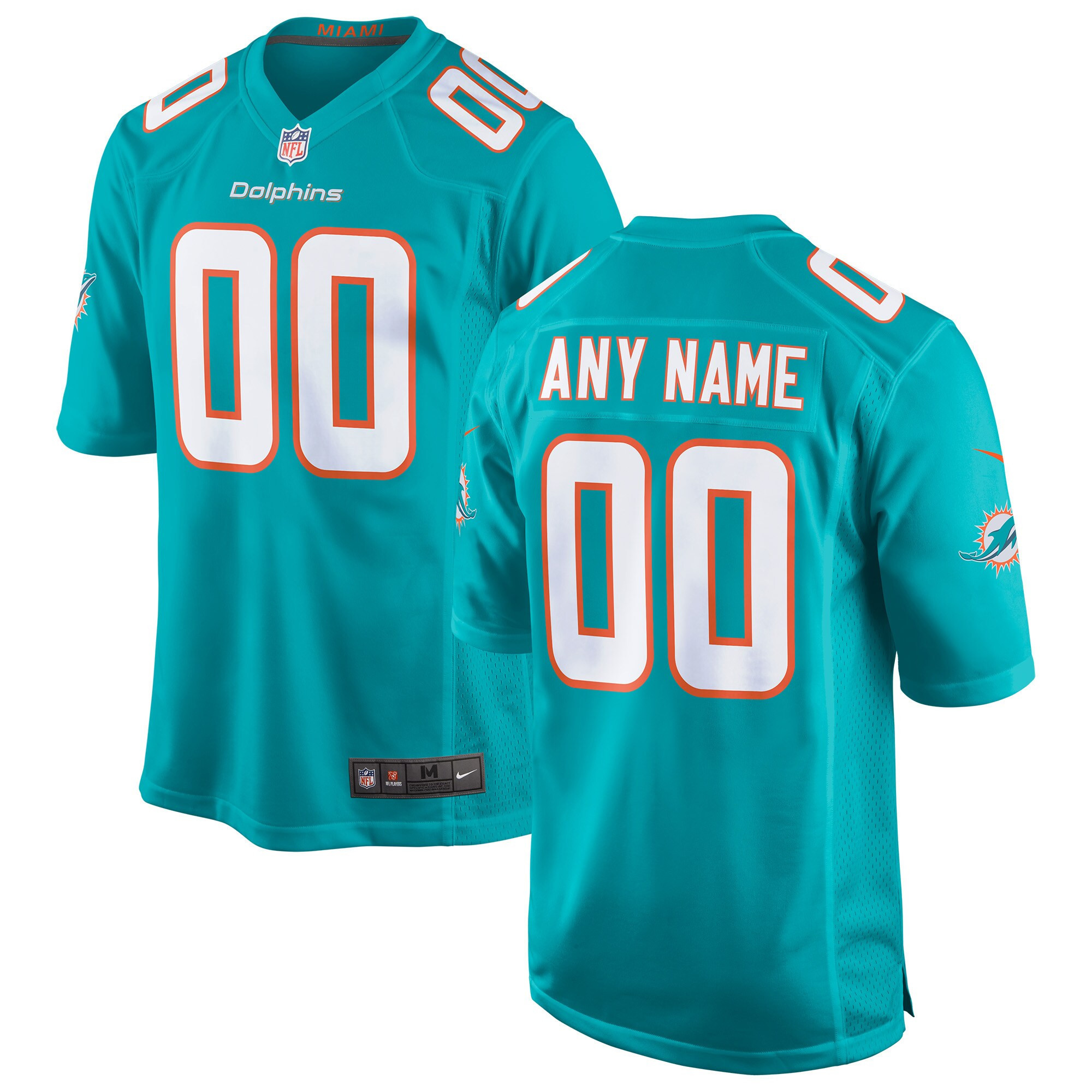 Men's Miami Dolphins Custom Teal Jersey - All Stitched