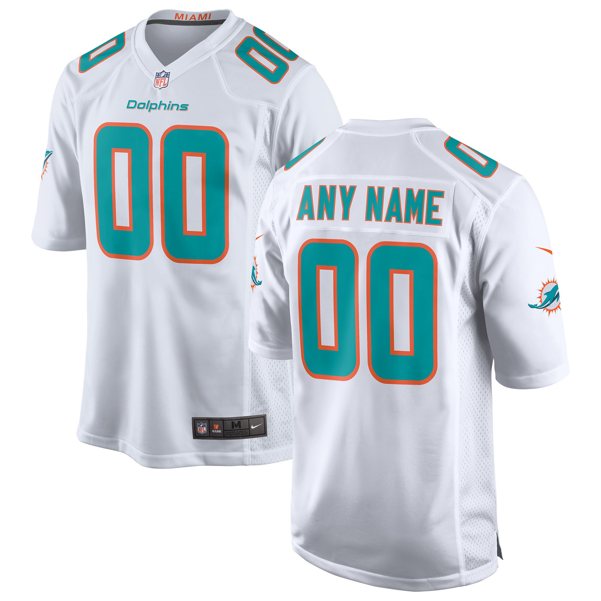 Men's Miami Dolphins Custom White Jersey - All Stitched