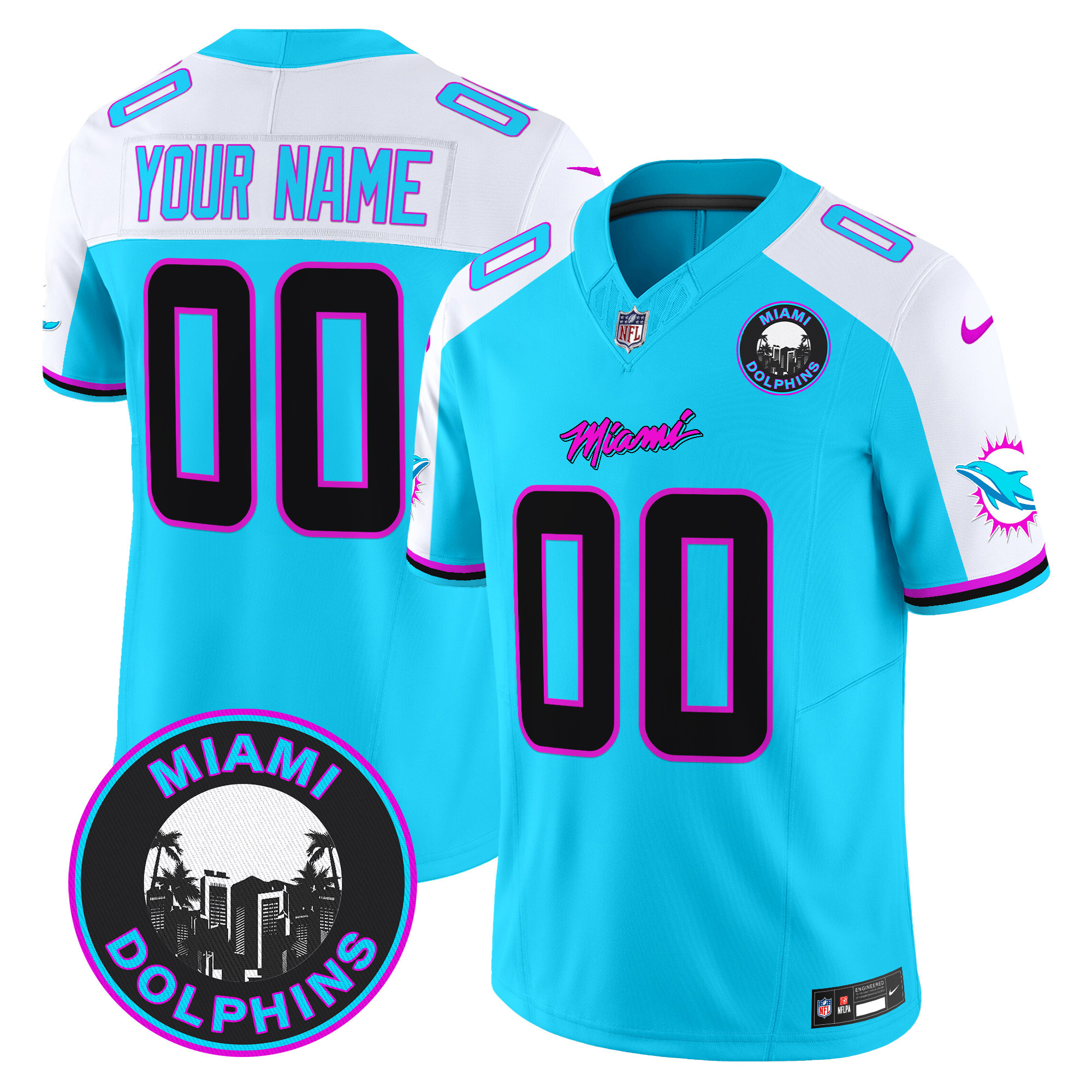 Men's Miami Dolphins "Miami Vice" Vapor Limited Custom Aqua Alternate Jersey - All Stitched