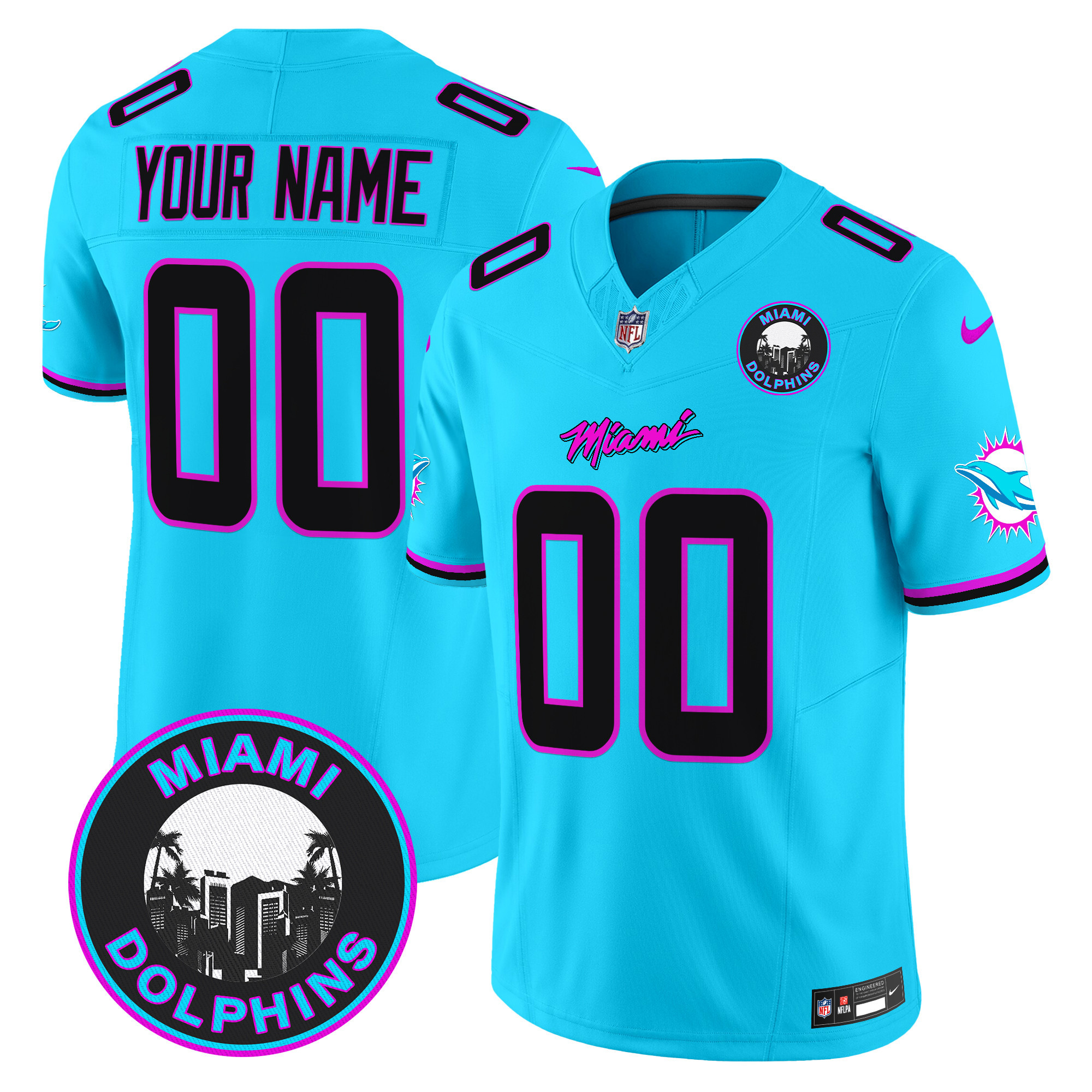 Men's Miami Dolphins "Miami Vice" Vapor Limited Custom Aqua Jersey - All Stitched