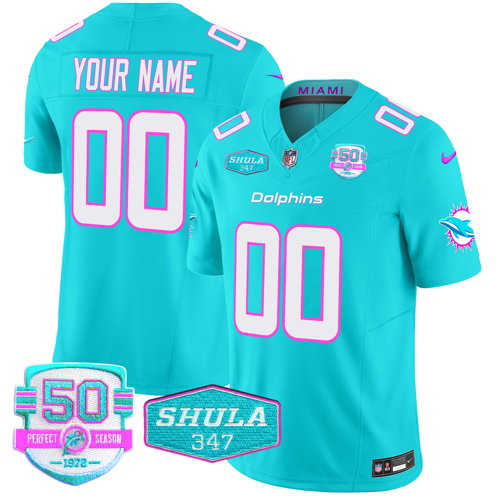 Men's Miami Dolphins "Miami Vice" Vapor Limited Custom Aqua Jersey - All Stitched