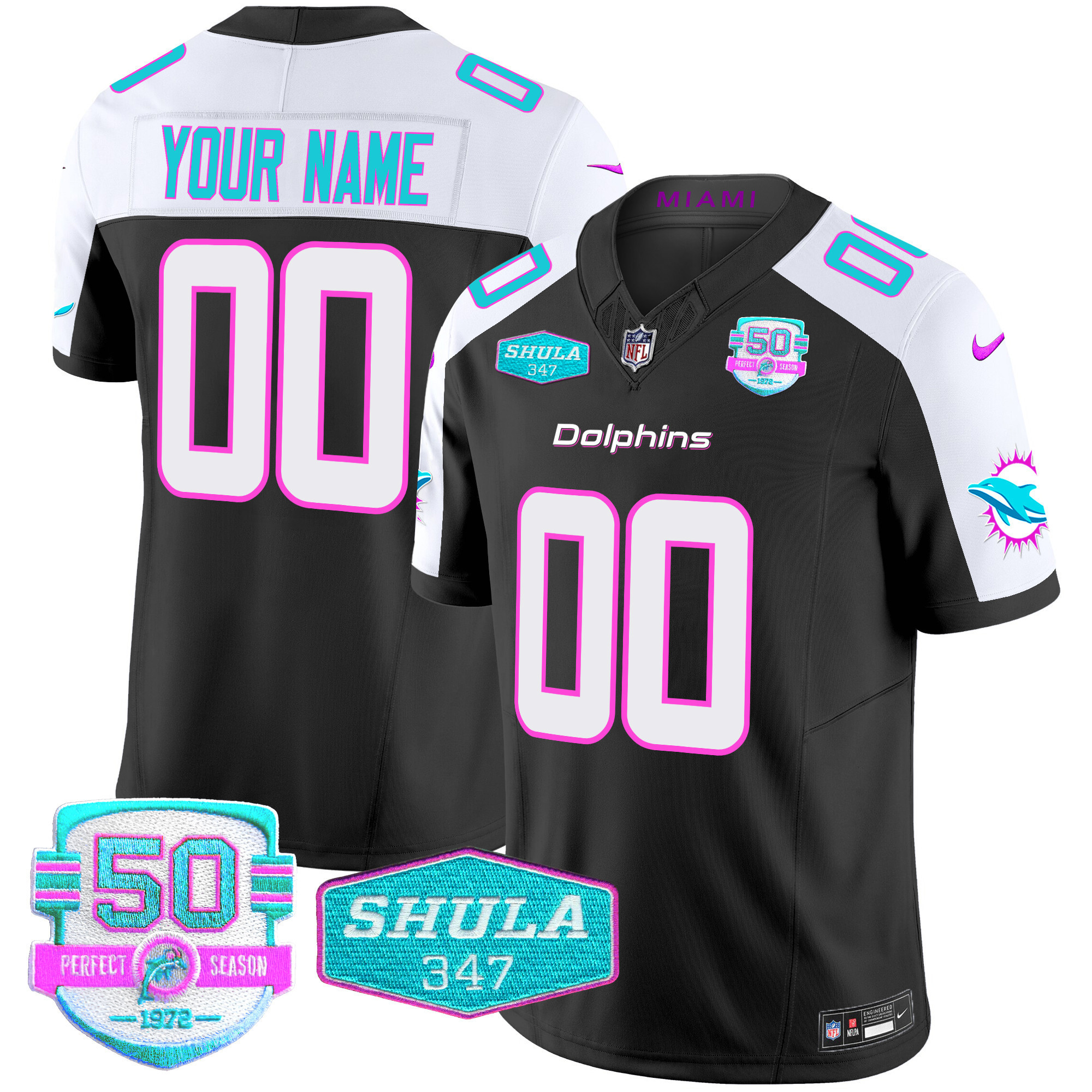Men's Miami Dolphins "Miami Vice" Vapor Limited Custom Black Alternate Jersey - All Stitched