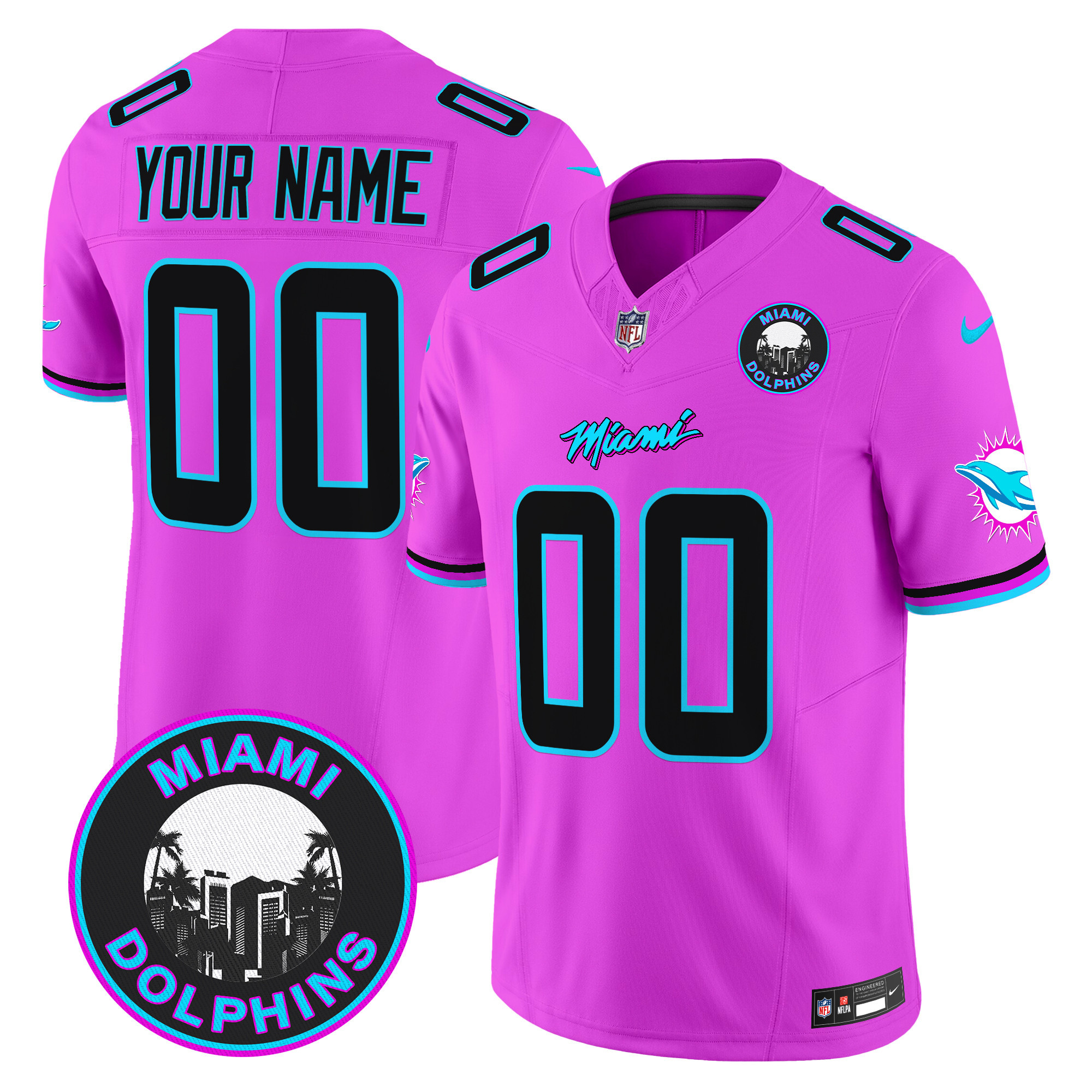 Men's Miami Dolphins "Miami Vice" Vapor Limited Custom Pink Jersey - All Stitched