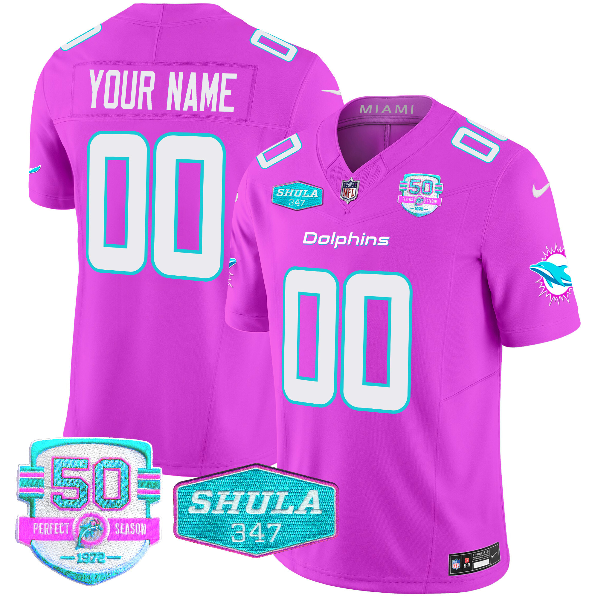 Men's Miami Dolphins "Miami Vice" Vapor Limited Custom Pink Jersey - All Stitched