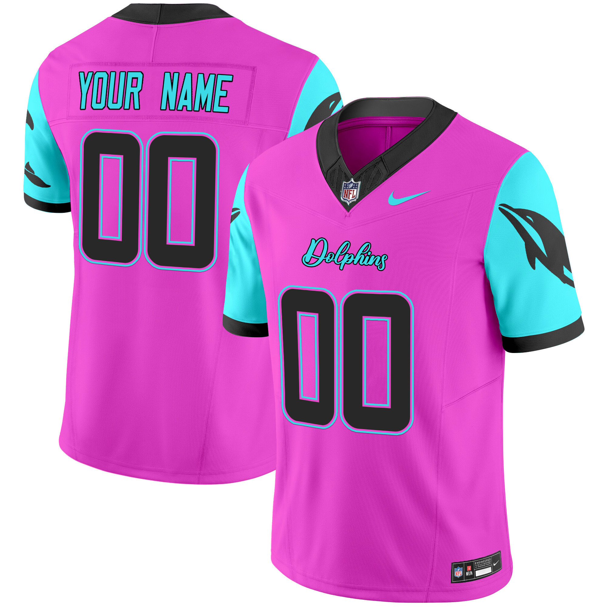 Men's Miami Dolphins "Miami Vice" Vapor Limited Custom Pink Jersey - All Stitched