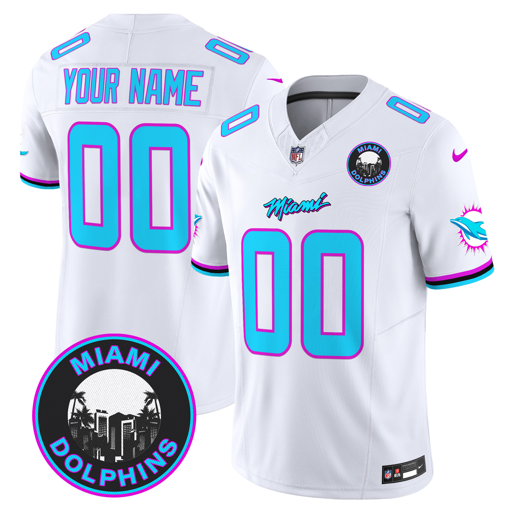 Men's Miami Dolphins "Miami Vice" Vapor Limited Custom White Jersey - All Stitched