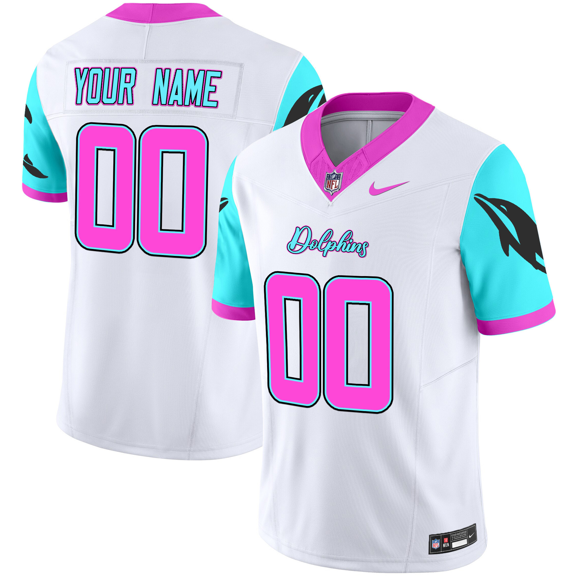 Men's Miami Dolphins "Miami Vice" Vapor Limited Custom White Jersey - All Stitched
